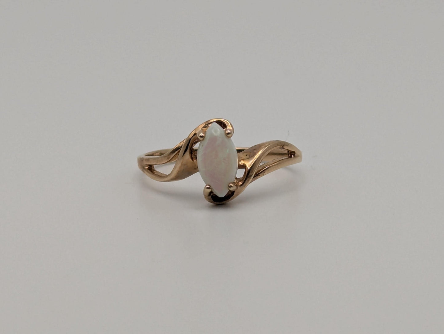 10k Yellow Gold Marquise Oval Opal Ring Wedding Statement Band Promise Ring