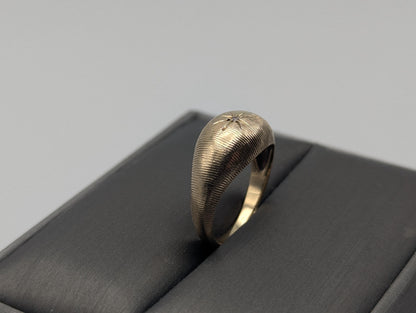 10k Yellow Solid Gold Textured Diamond Dome Style Ring Wide Wedding Band Ring