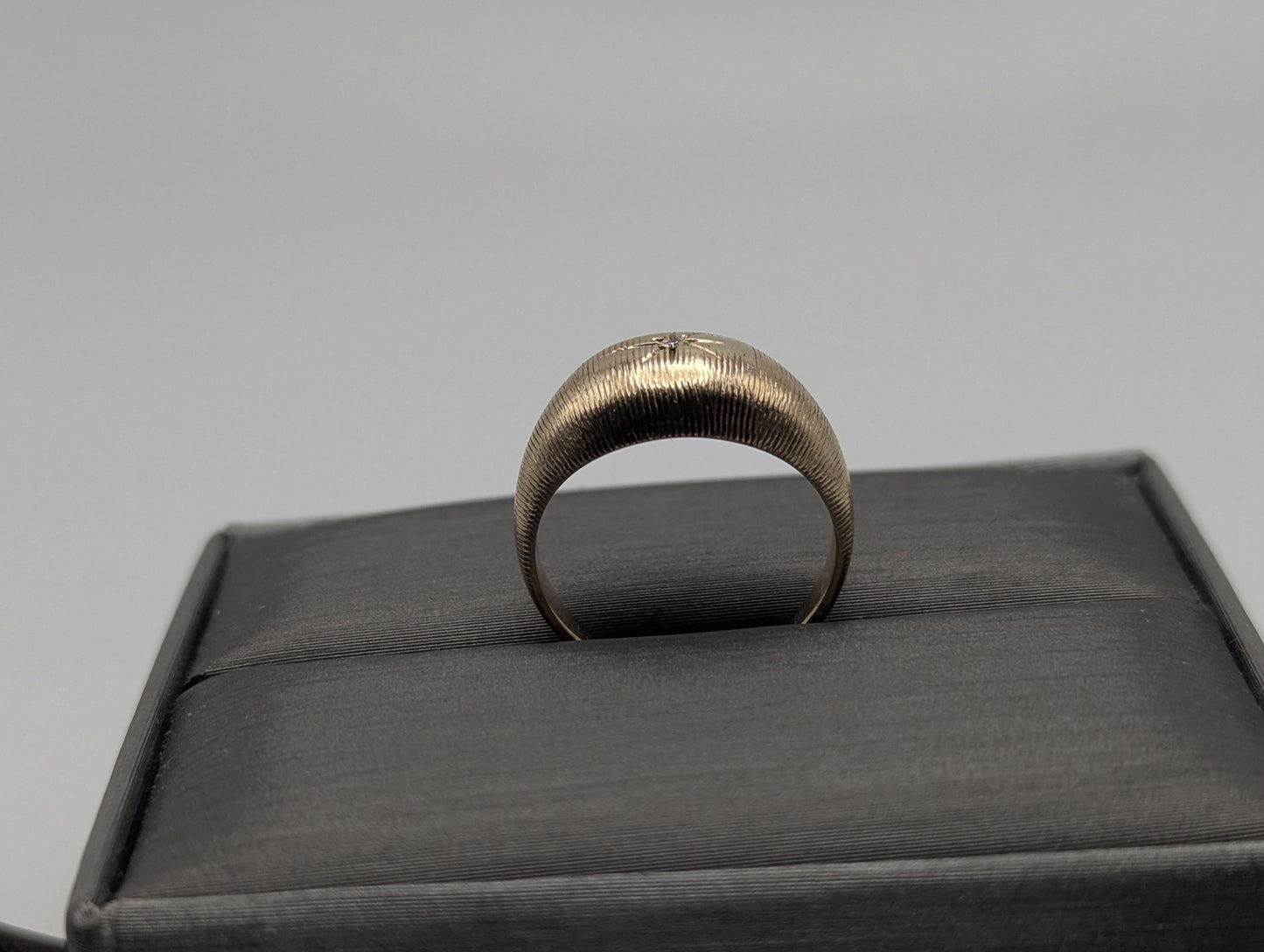 10k Yellow Solid Gold Textured Diamond Dome Style Ring Wide Wedding Band Ring