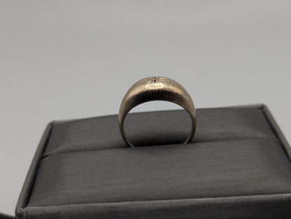 10k Yellow Solid Gold Textured Diamond Dome Style Ring Wide Wedding Band Ring