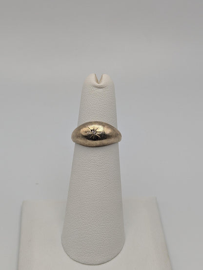 10k Yellow Solid Gold Textured Diamond Dome Style Ring Wide Wedding Band Ring