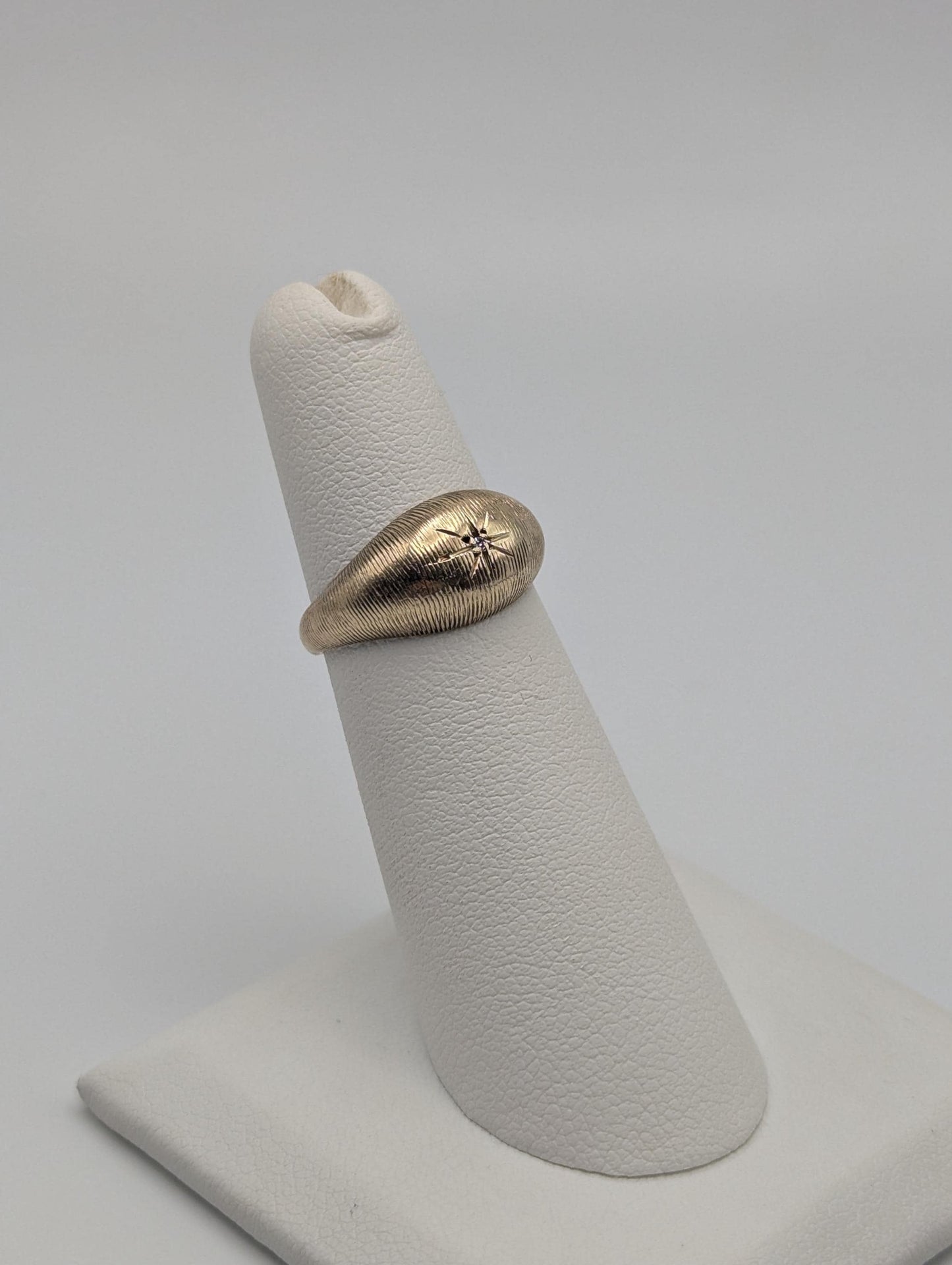 10k Yellow Solid Gold Textured Diamond Dome Style Ring Wide Wedding Band Ring