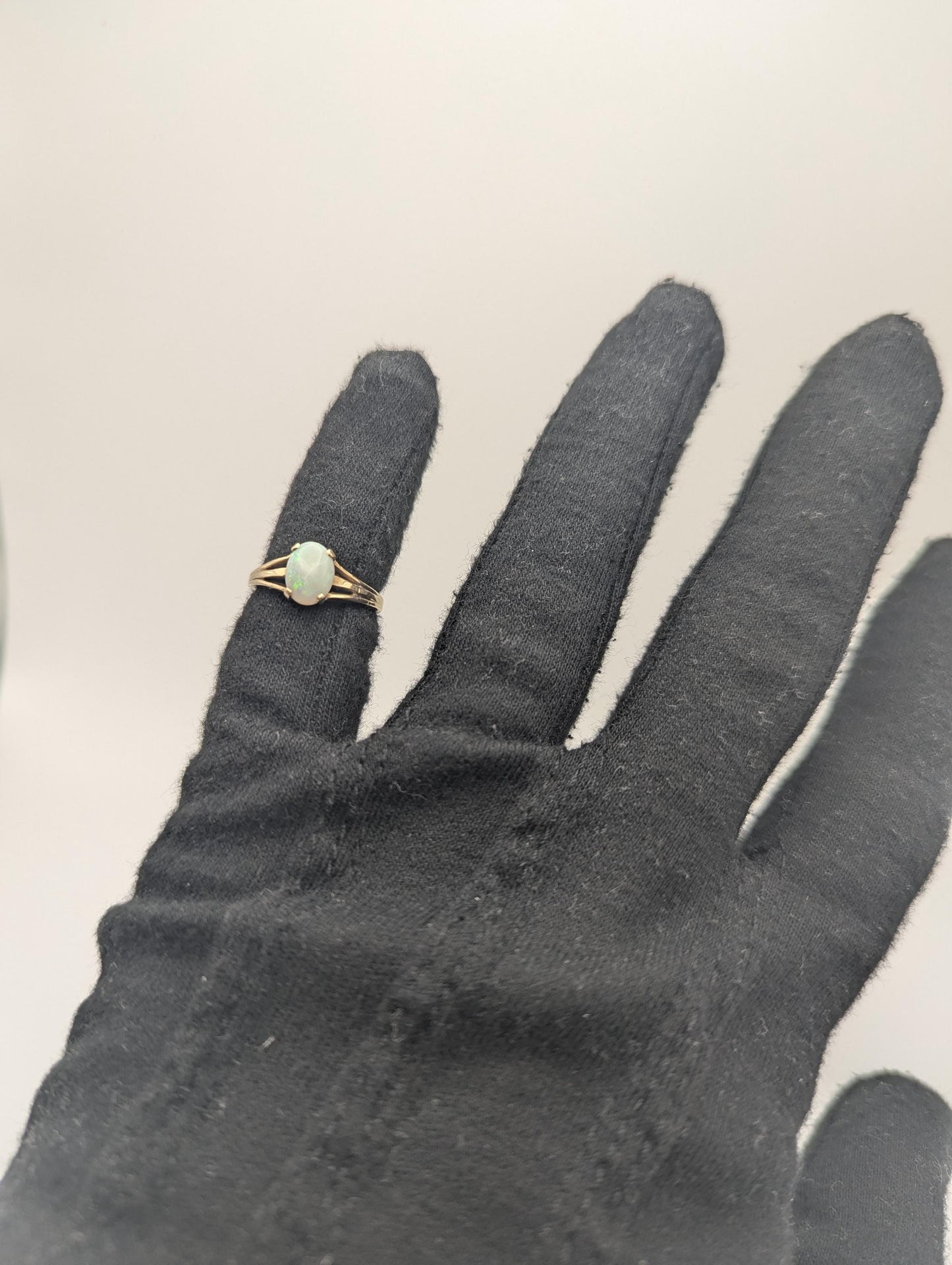 10k Yellow Gold Oval Opal Ring Wedding Statement Promise Band