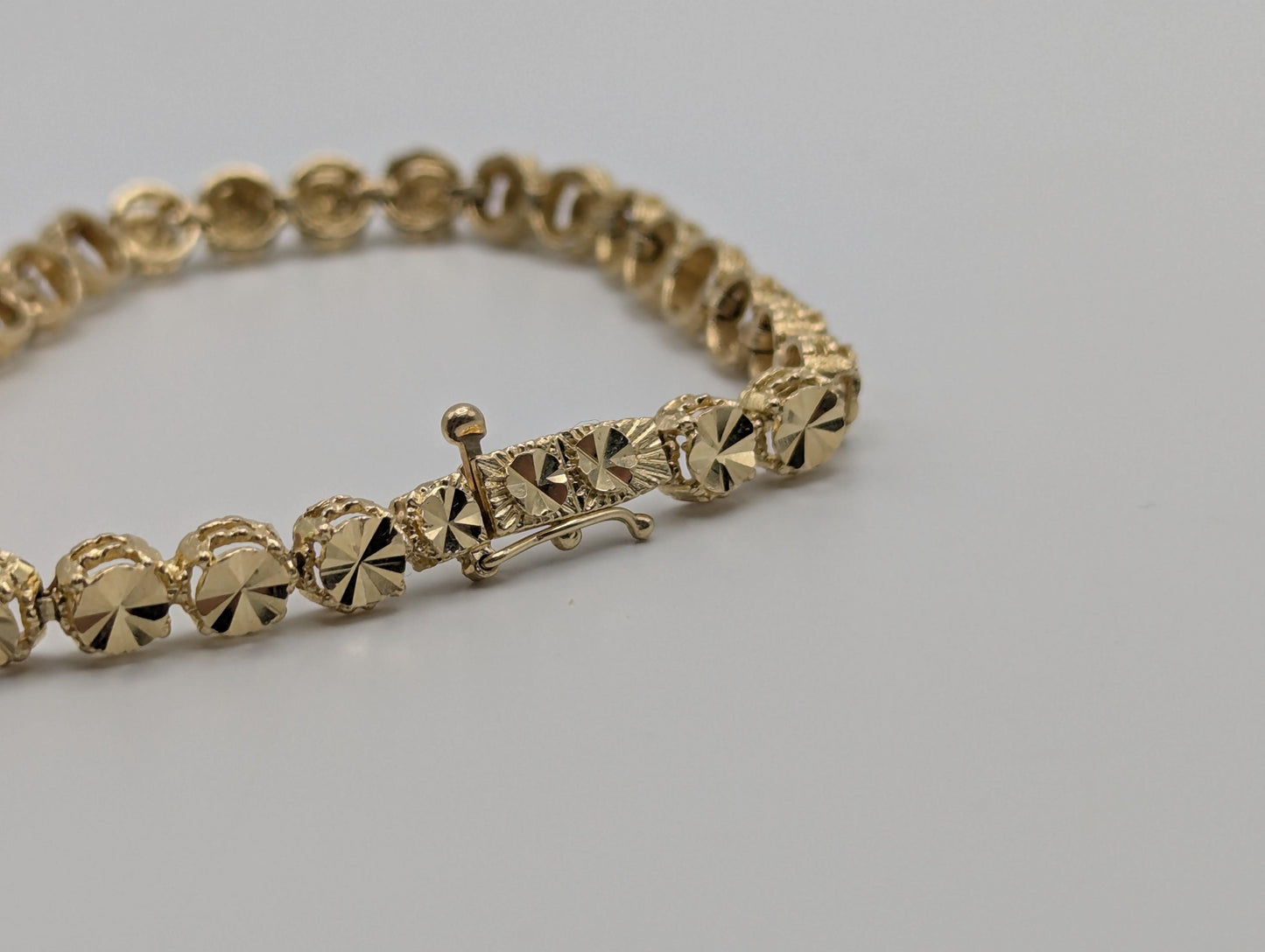 14k Yellow Gold HEAVY 10gr Link 8" Circular Link Bracelet Speciality Chain Link Bracelet