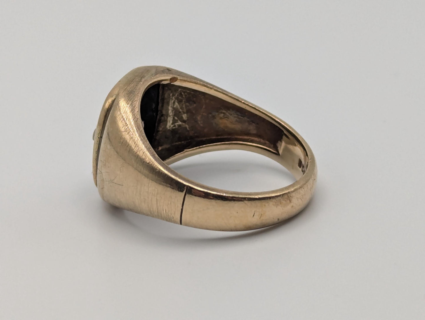 14k Vintage Heavy Black Onyx Diamond Ring Statement Ring Signet Ring