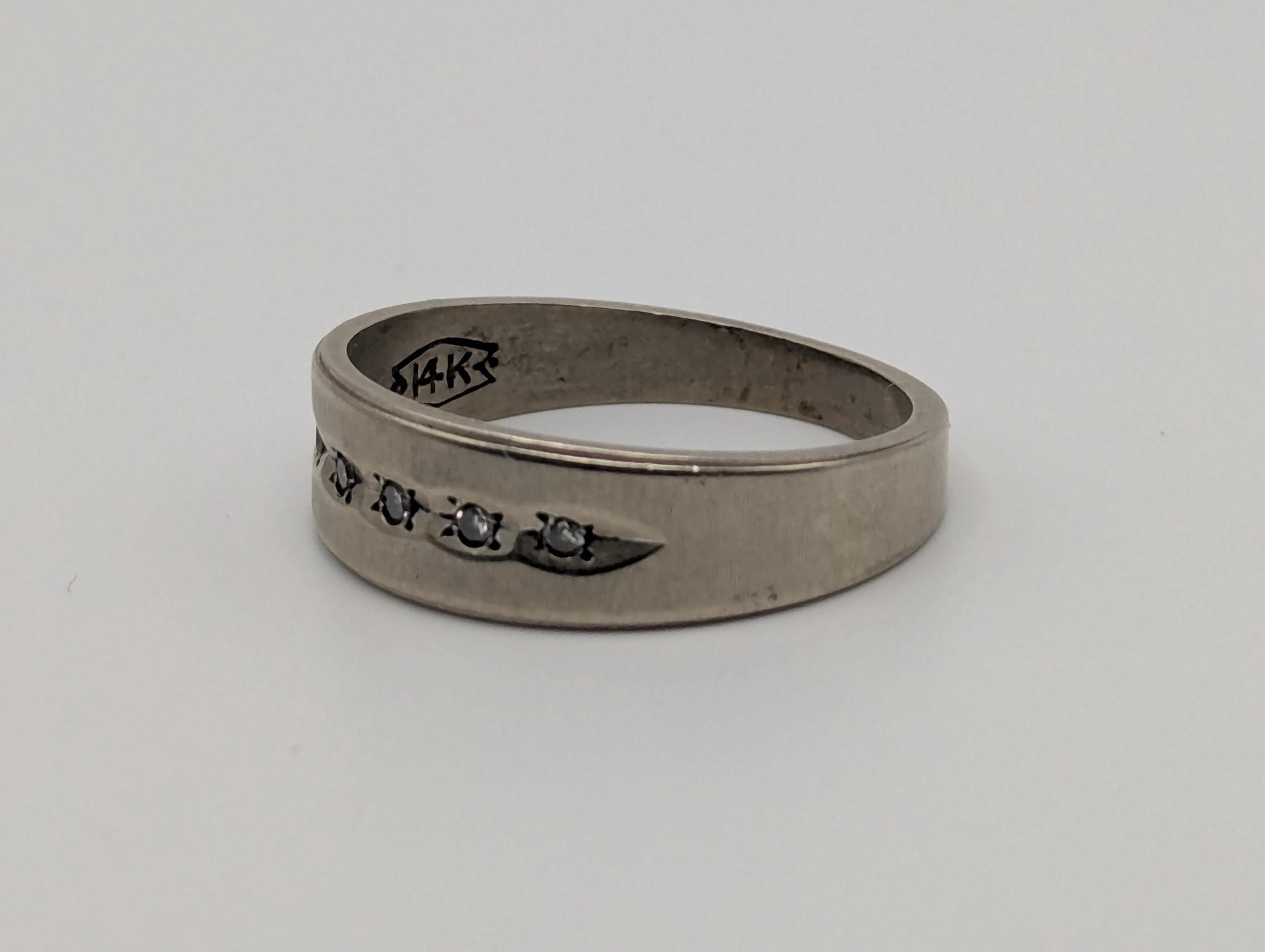 14k White Gold Diamond Mens Channel Set Half Wedding Band Anniversary Ring