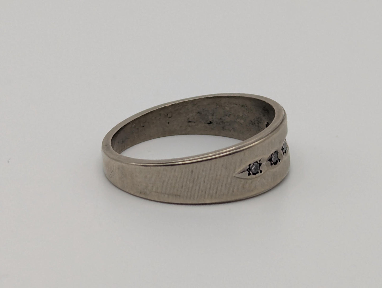 14k White Gold Diamond Mens Channel Set Half Wedding Band Anniversary Ring