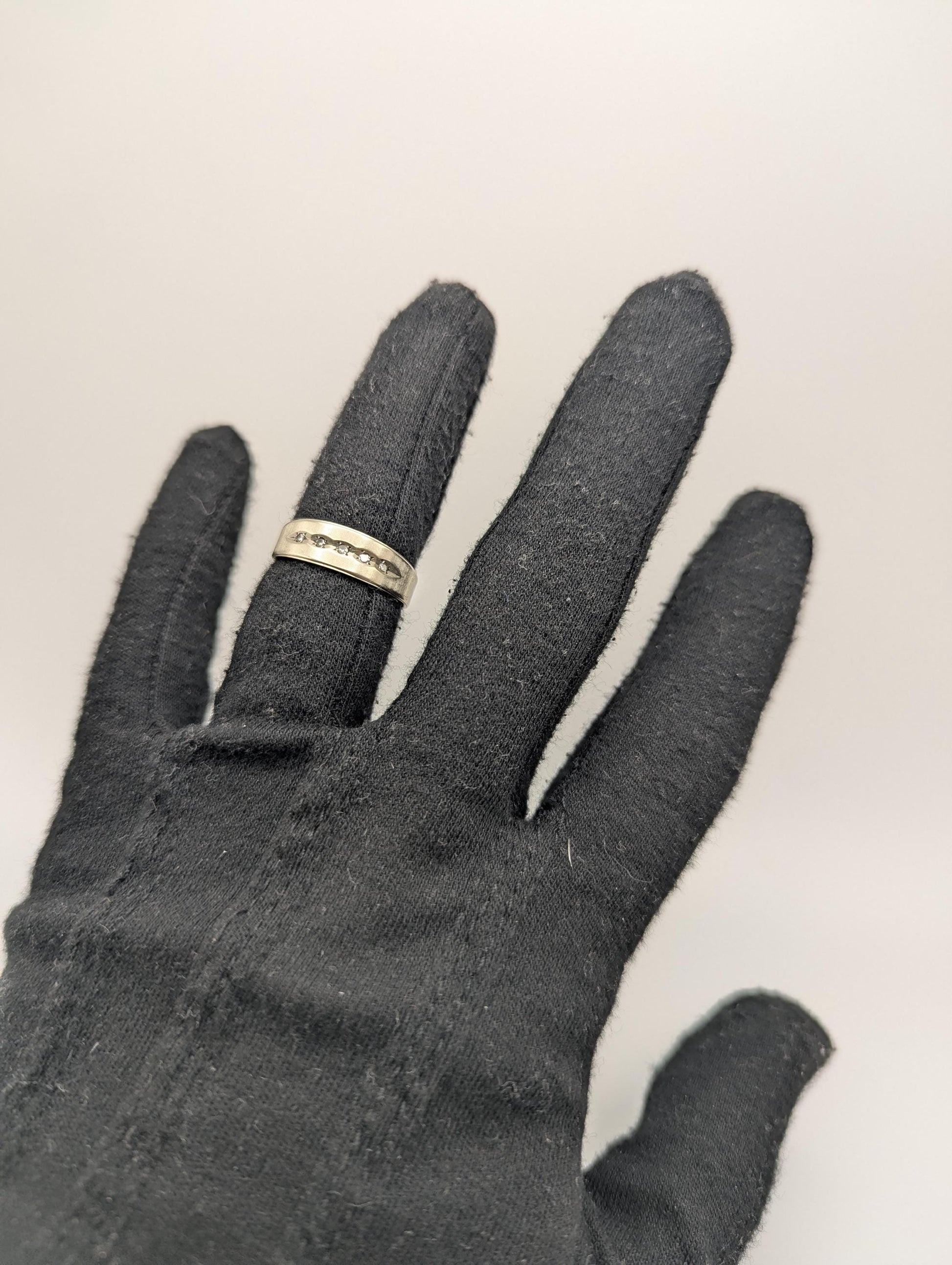 14k White Gold Diamond Mens Channel Set Half Wedding Band Anniversary Ring