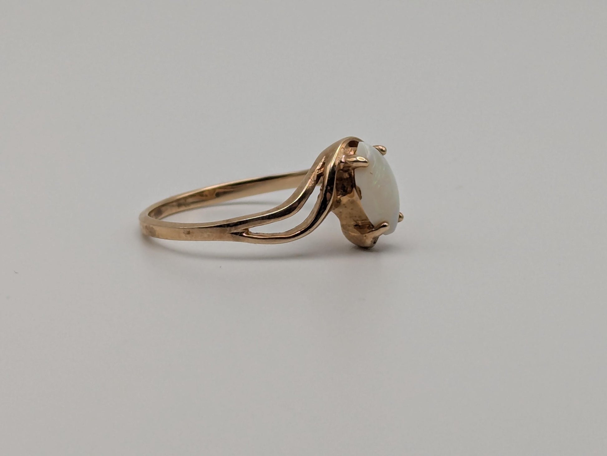 10k Yellow Gold Marquise Oval Opal Ring Wedding Statement Band Promise Ring