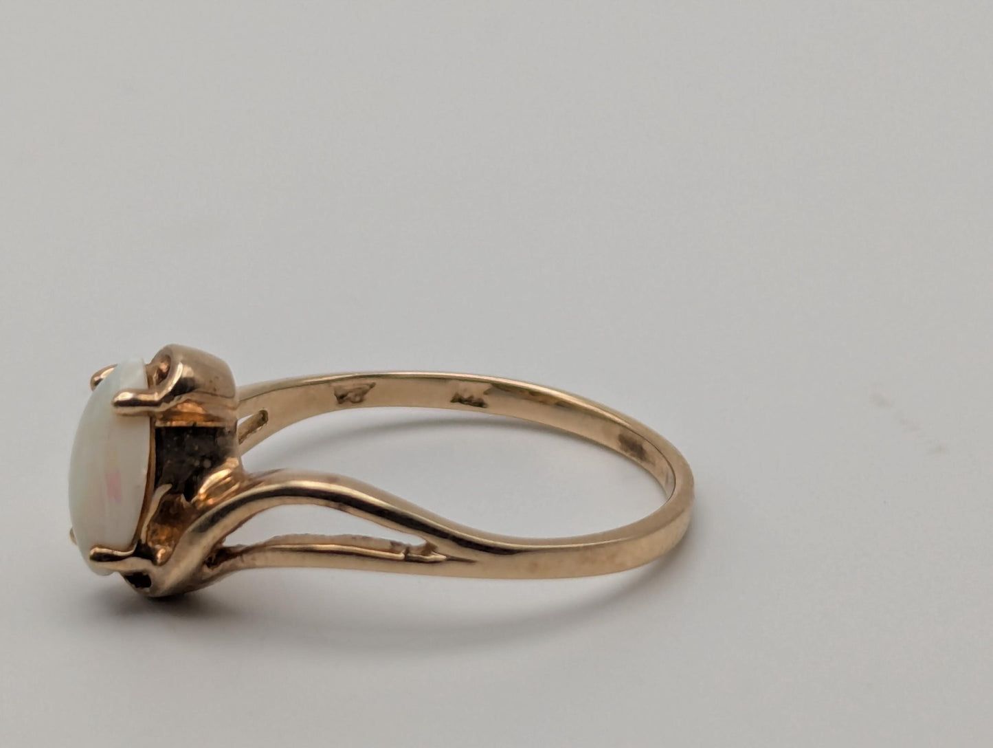 10k Yellow Gold Marquise Oval Opal Ring Wedding Statement Band Promise Ring