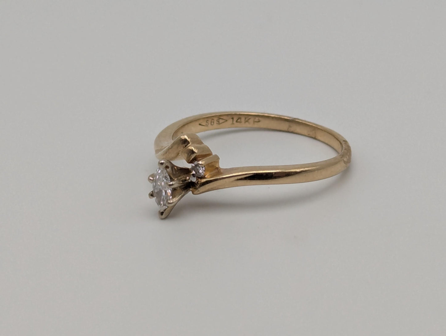 14k Vintage Yellow Gold Diamond Engagement Ring Promis Ring