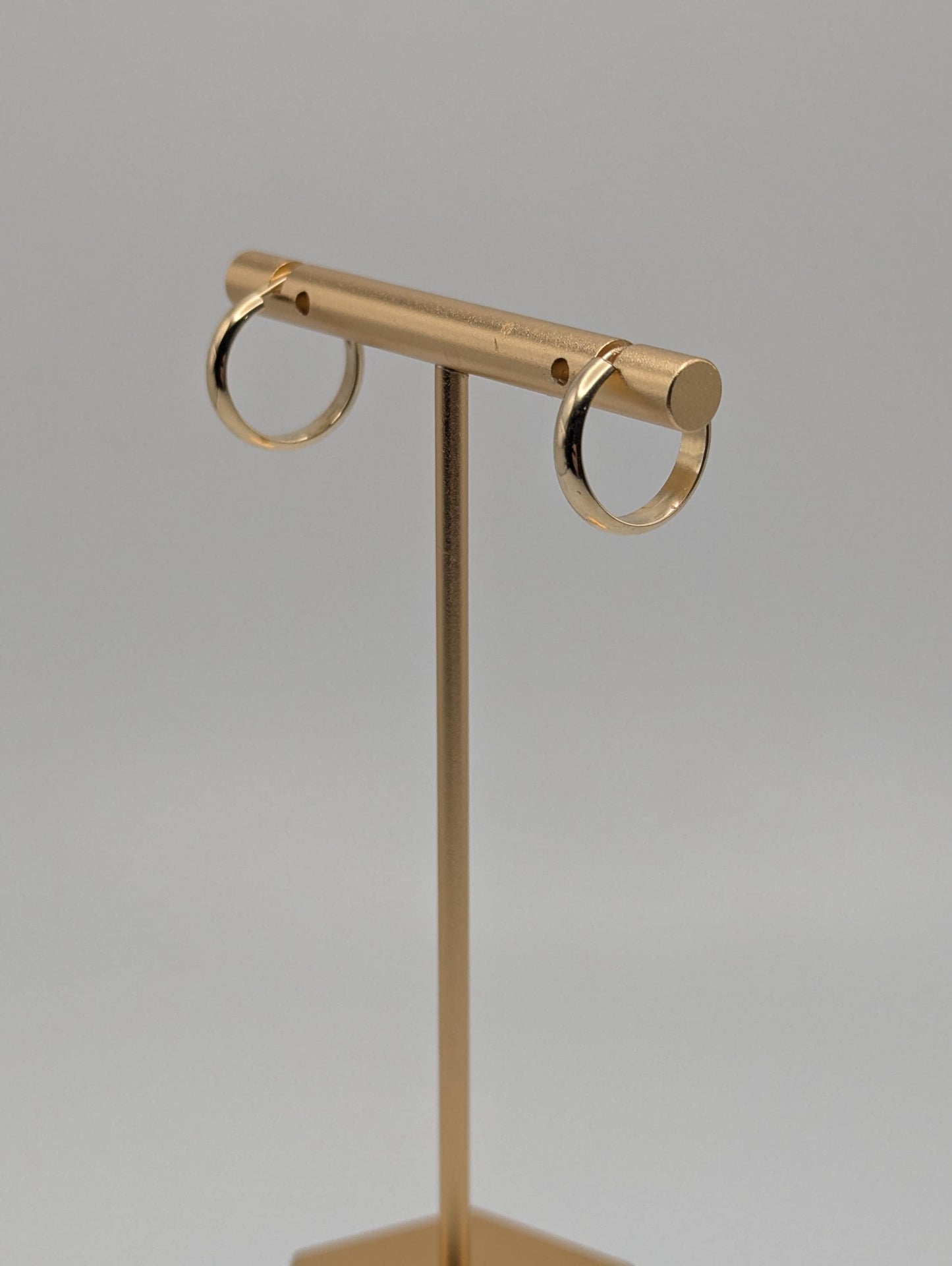 14k Yellow Gold Small Hoop Round Earrings Dainty Gold Hoops Hinged