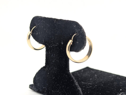 14k Yellow Gold Small Hoop Round Earrings Dainty Gold Hoops Hinged