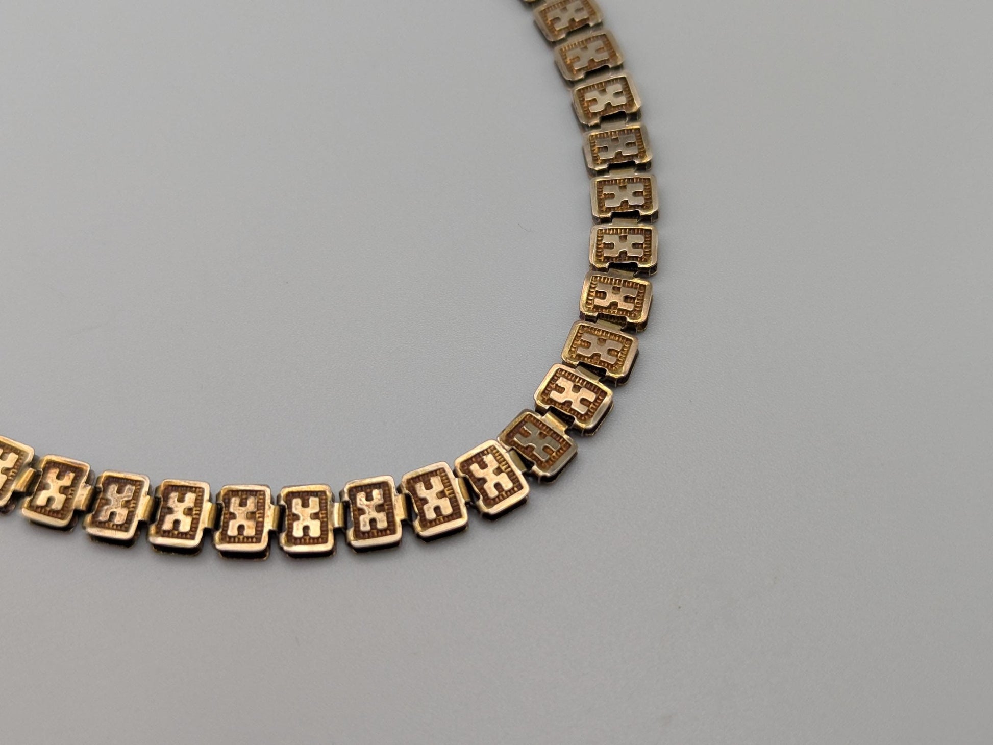 European 9k Antique Victorian HEAVY 15 grams Gold Link Book Chain Necklace 18"