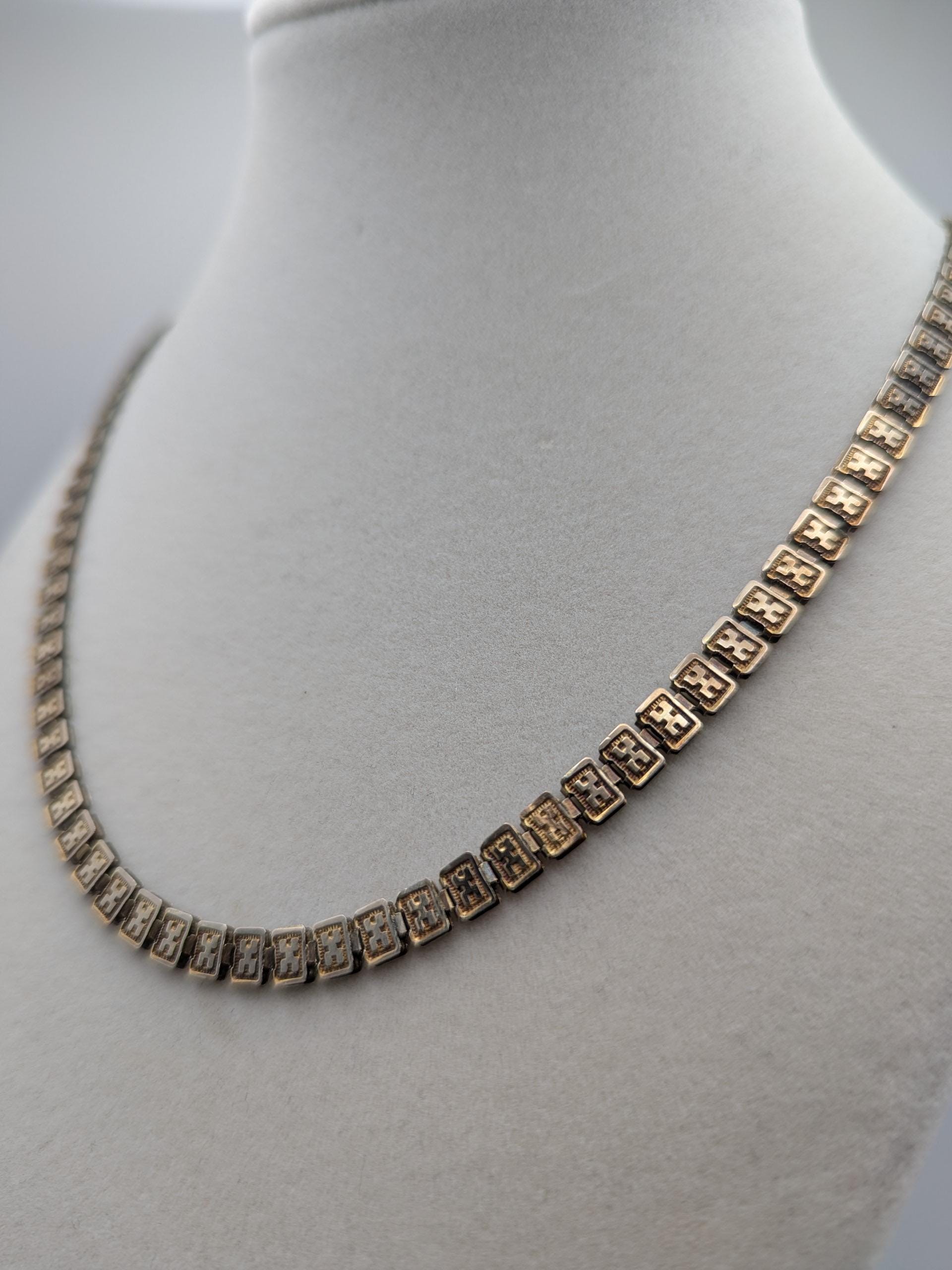 European 9k Antique Victorian HEAVY 15 grams Gold Link Book Chain Necklace 18"