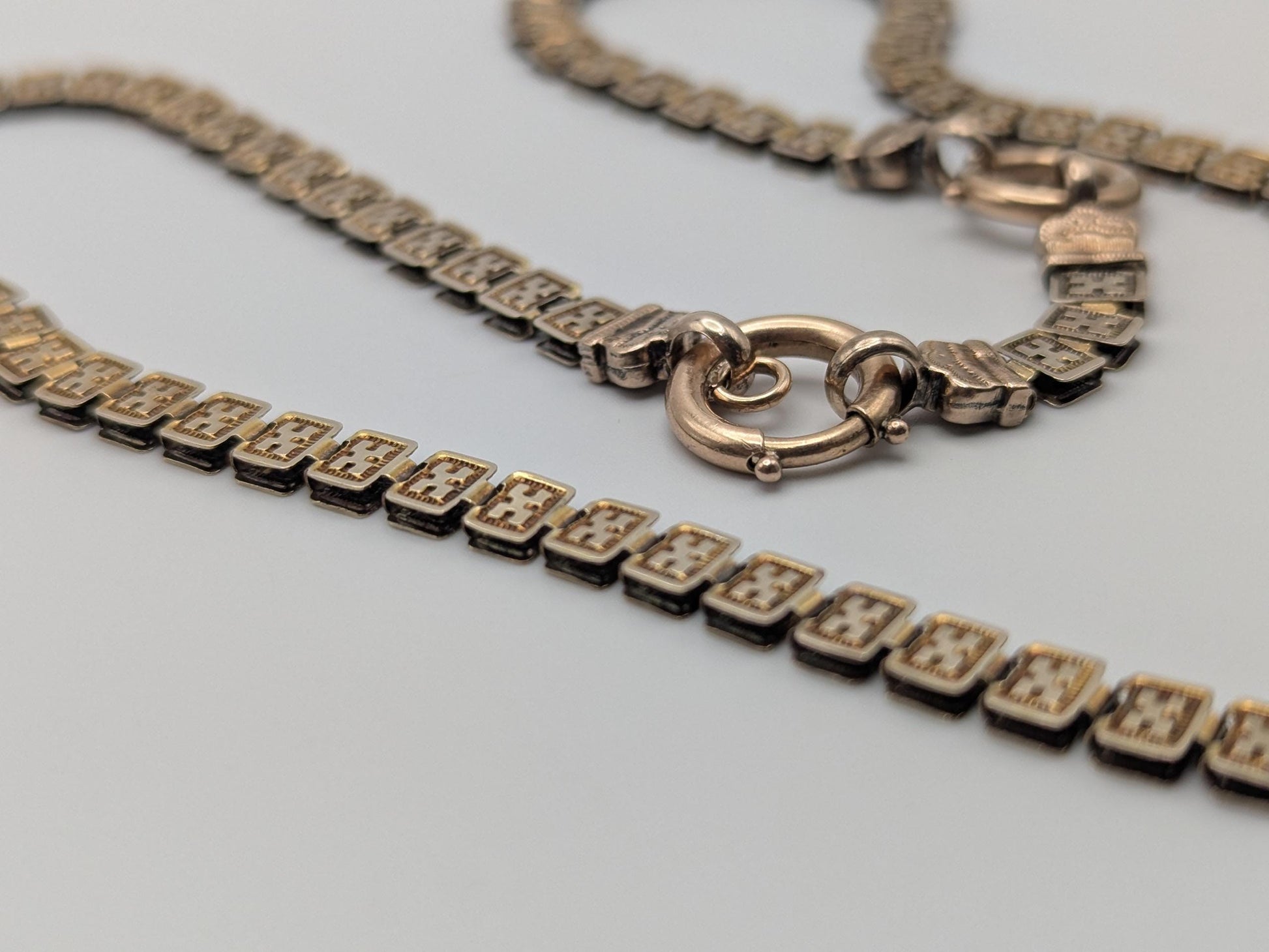 European 9k Antique Victorian HEAVY 15 grams Gold Link Book Chain Necklace 18"