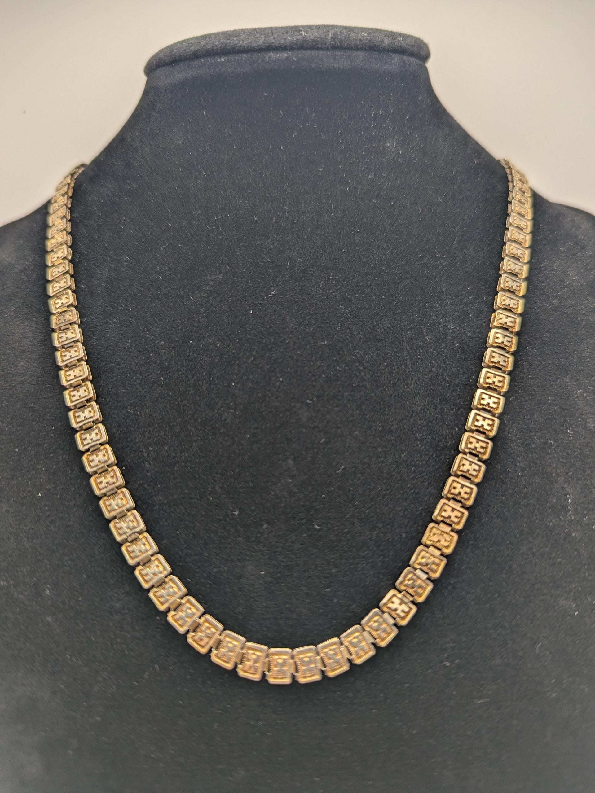 European 9k Antique Victorian HEAVY 15 grams Gold Link Book Chain Necklace 18"