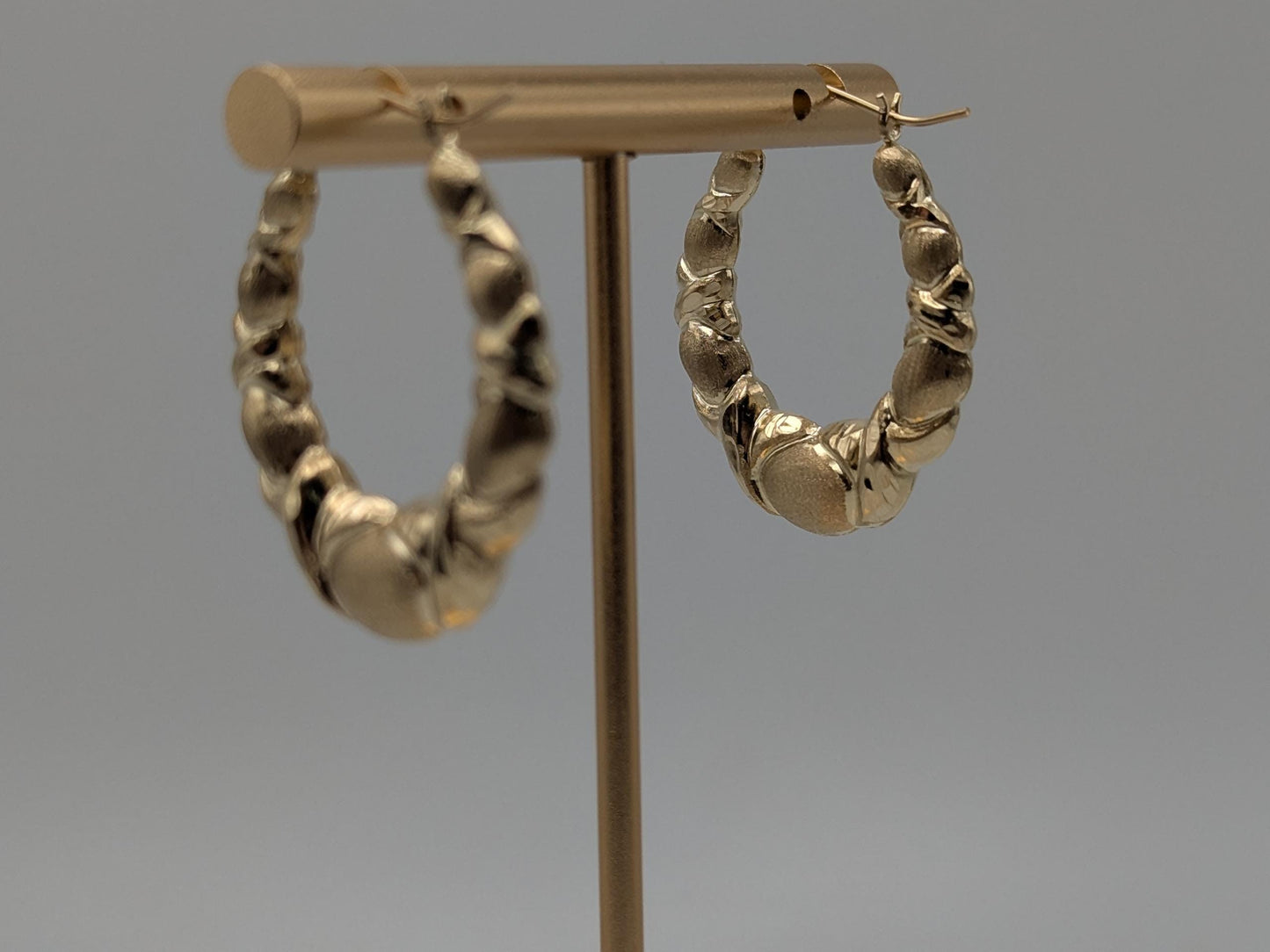 Large 14k Yellow Gold Shrimp Love Hoop Earrings Gold Hoops.