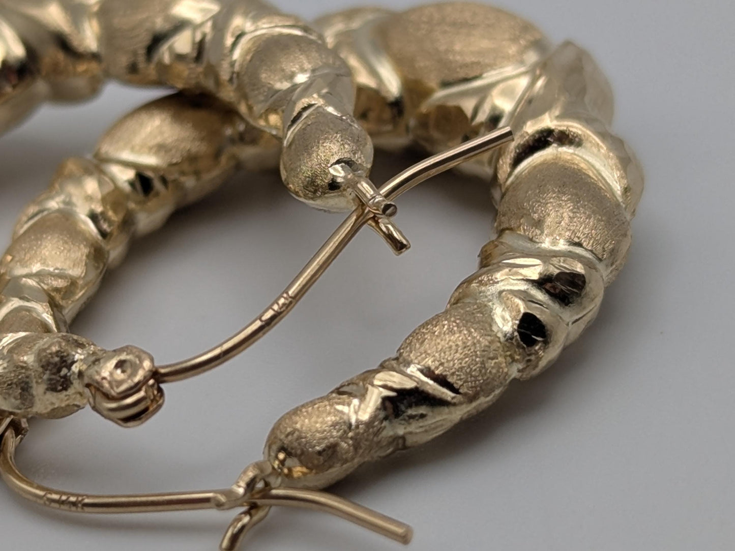 Large 14k Yellow Gold Shrimp Love Hoop Earrings Gold Hoops.