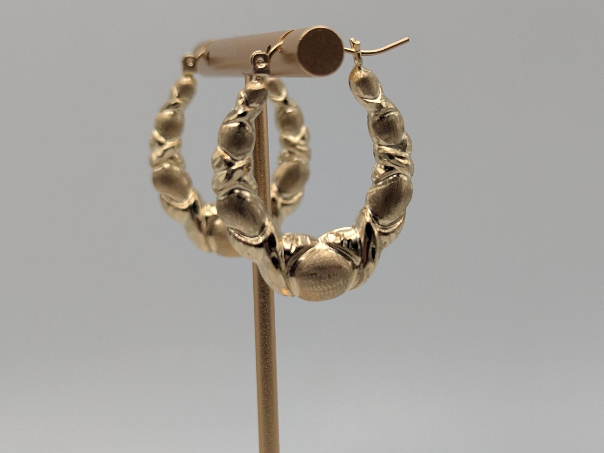 Large 14k Yellow Gold Shrimp Love Hoop Earrings Gold Hoops.