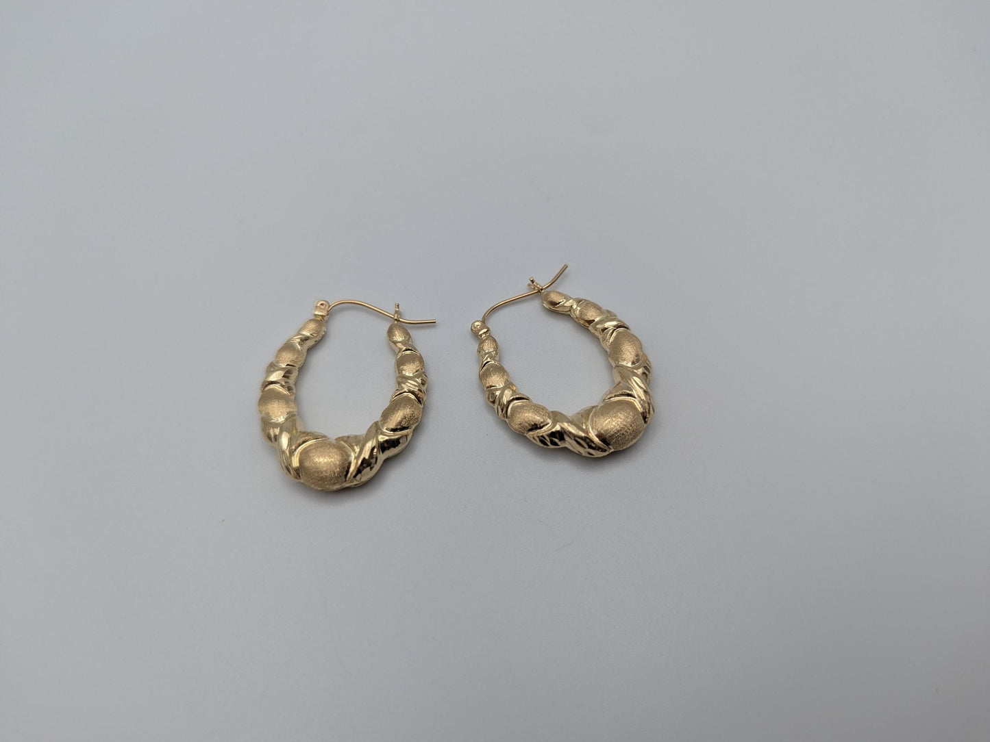 Large 14k Yellow Gold Shrimp Love Hoop Earrings Gold Hoops.