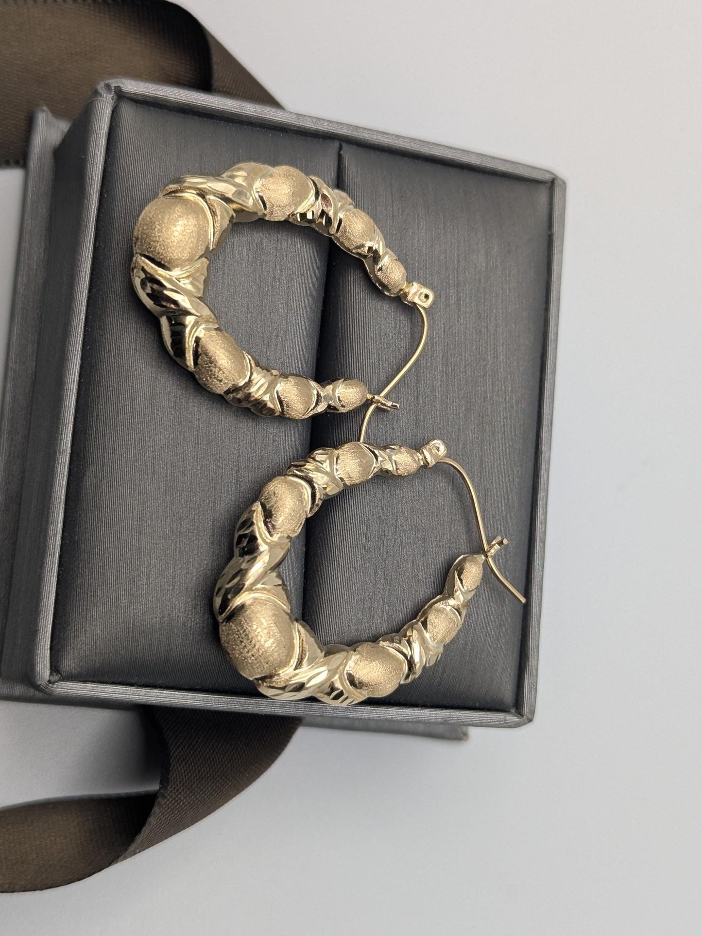 Large 14k Yellow Gold Shrimp Love Hoop Earrings Gold Hoops.