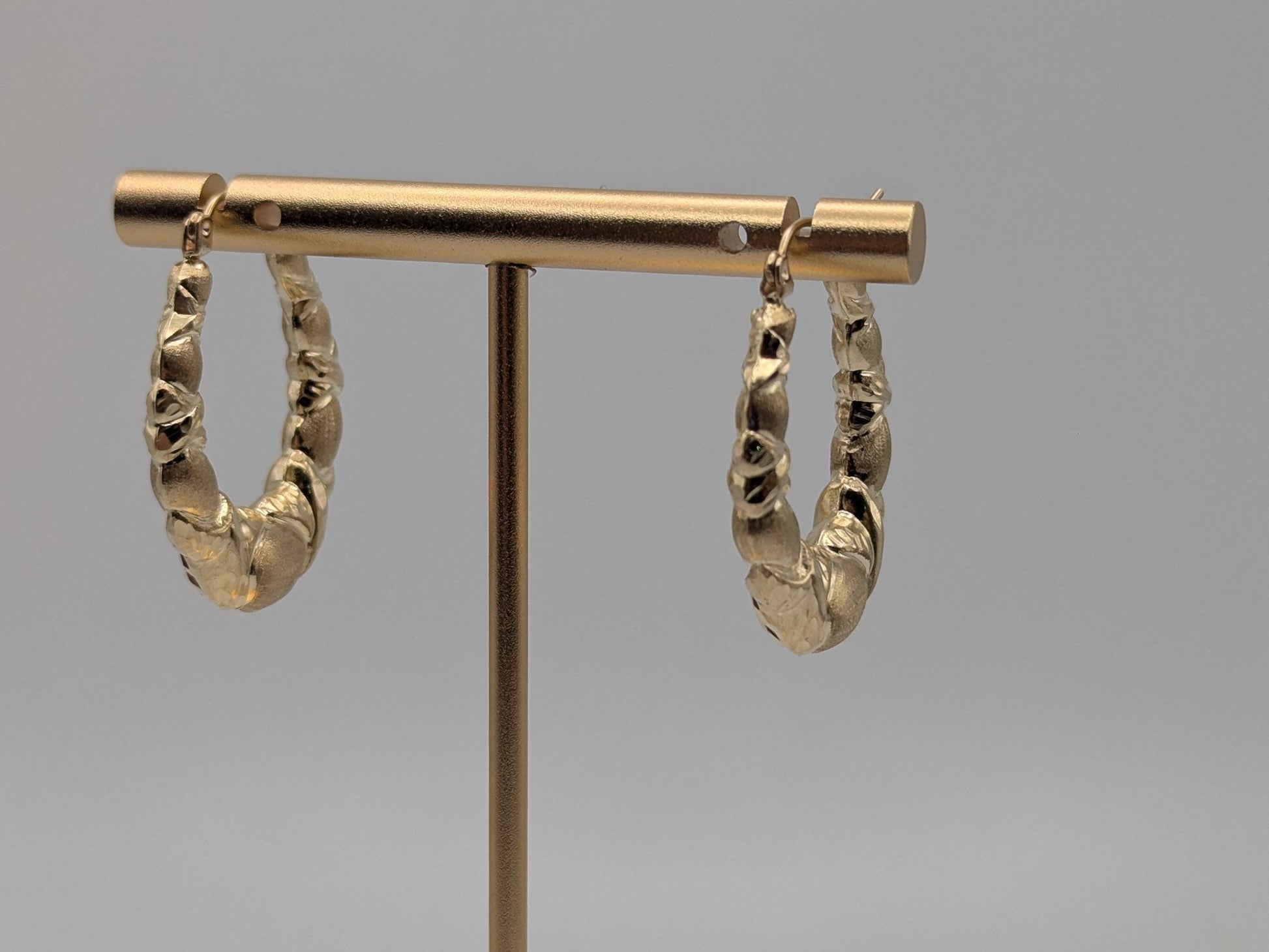 Large 14k Yellow Gold Shrimp Love Hoop Earrings Gold Hoops.