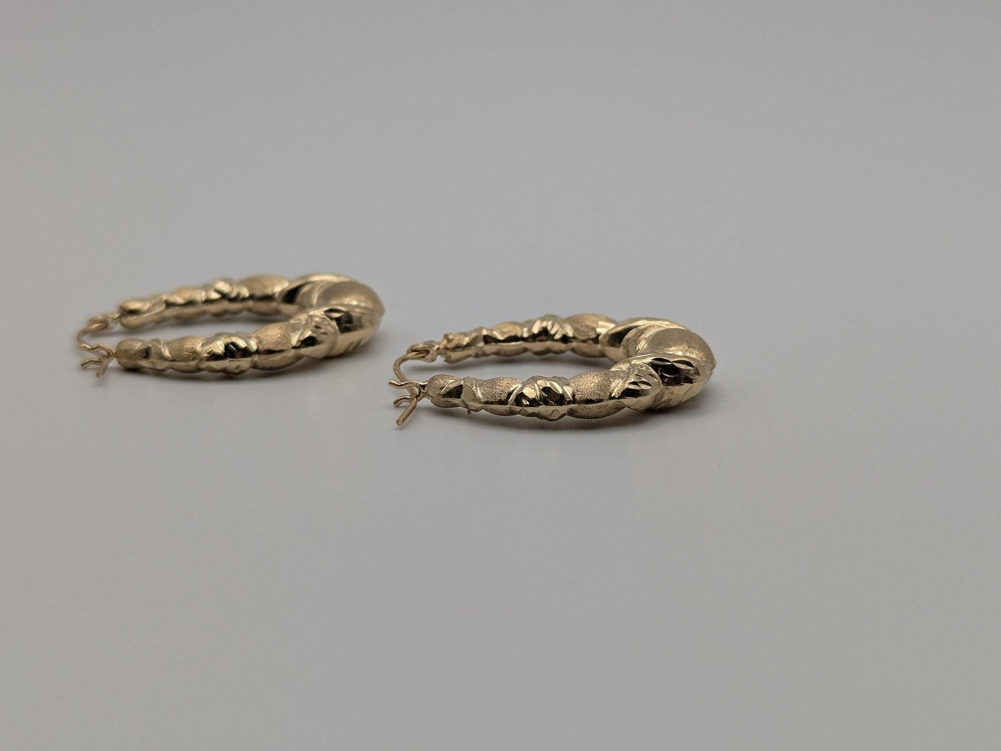 Large 14k Yellow Gold Shrimp Love Hoop Earrings Gold Hoops.