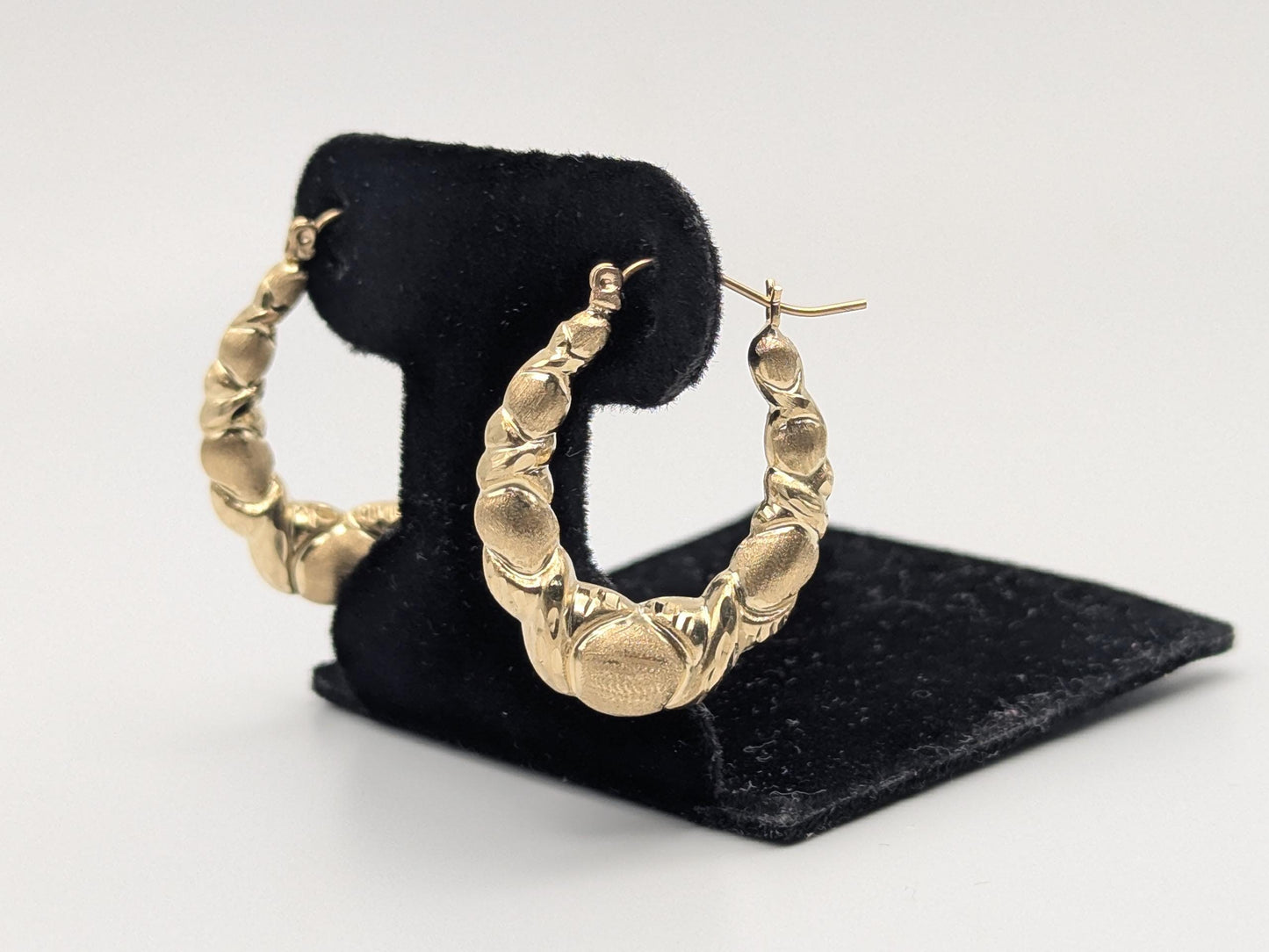 Large 14k Yellow Gold Shrimp Love Hoop Earrings Gold Hoops.