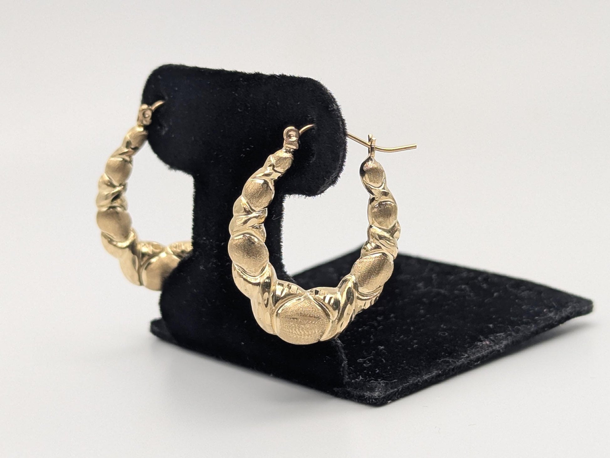 Large 14k Yellow Gold Shrimp Love Hoop Earrings Gold Hoops.