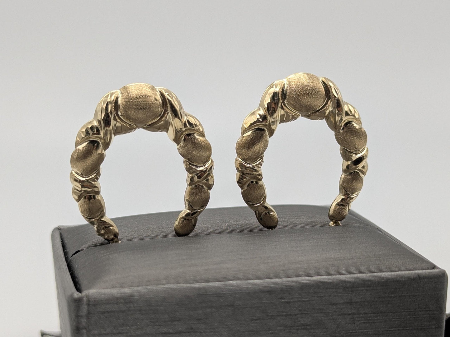 Large 14k Yellow Gold Shrimp Love Hoop Earrings Gold Hoops.