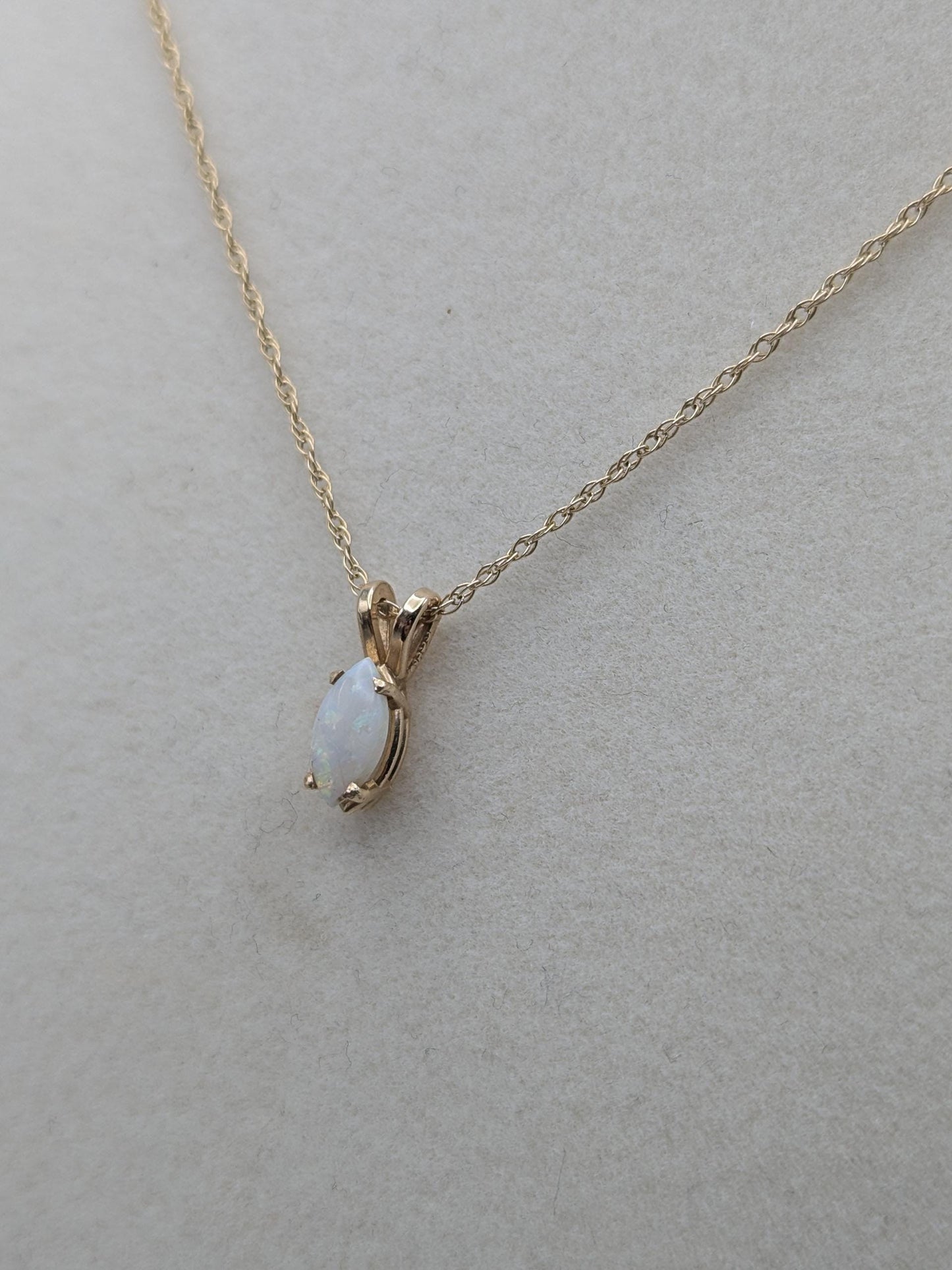 14k Yellow Gold Dainty Opal Necklace Chain with Pendant