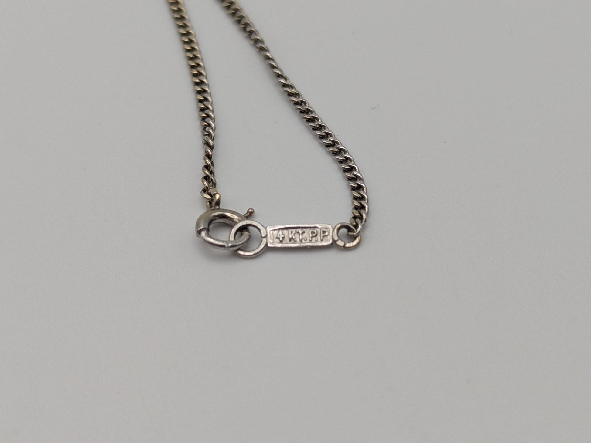 Platinum Pendant Lavaliere Diamond 14k Gold Necklace Chain Vintage Victorian Necklace. 15"