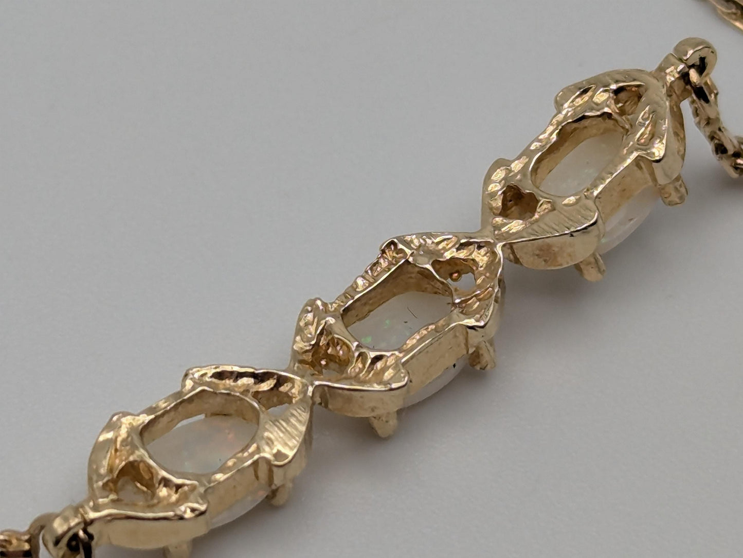 14k Yellow Gold 2 mm Opal Stone Speciality 7" Bracelet Chain Dainty Layering Bracelet