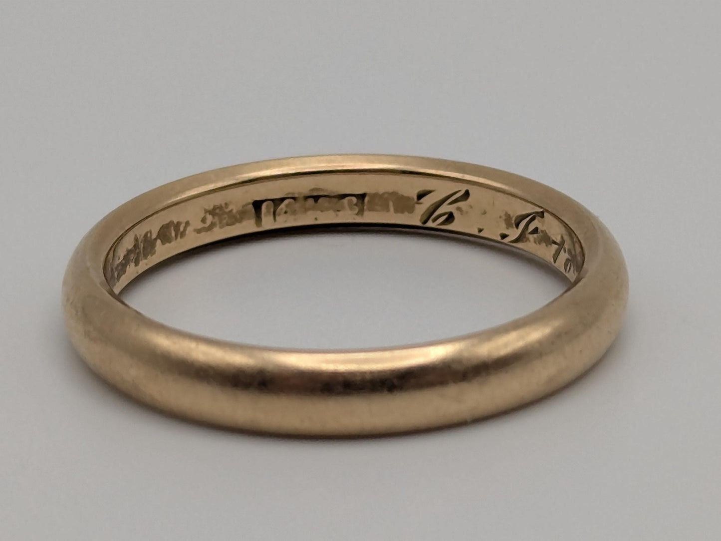 Antique 1919 Wedding Ring 14K Yellow Gold Wedding Band 3.2mm Comfort Fit Ring