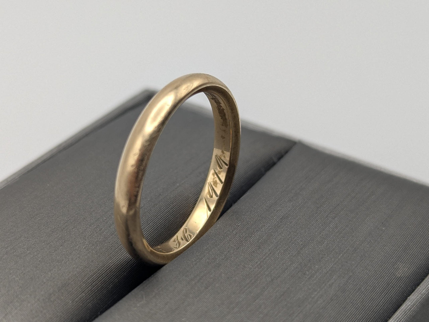 Antique 1919 Wedding Ring 14K Yellow Gold Wedding Band 3.2mm Comfort Fit Ring