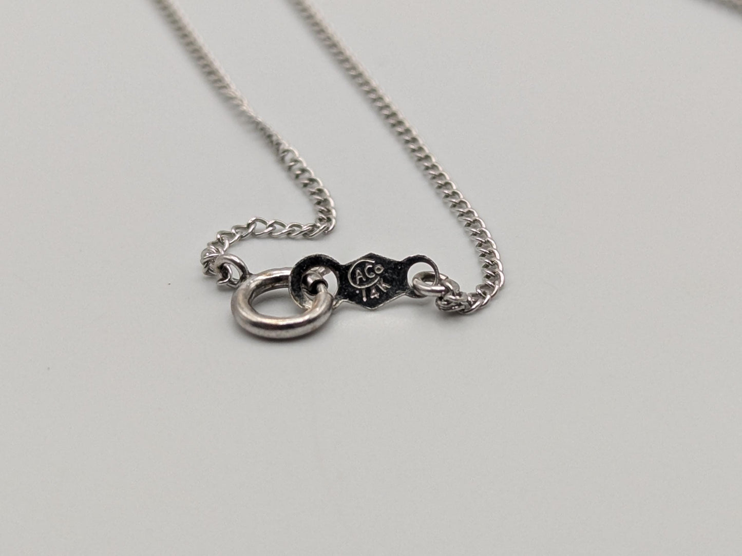 14k White Gold .33ctw Diamond Endless Circle Love Infinity Eternity Necklace 18" Cable Chain Round Cut