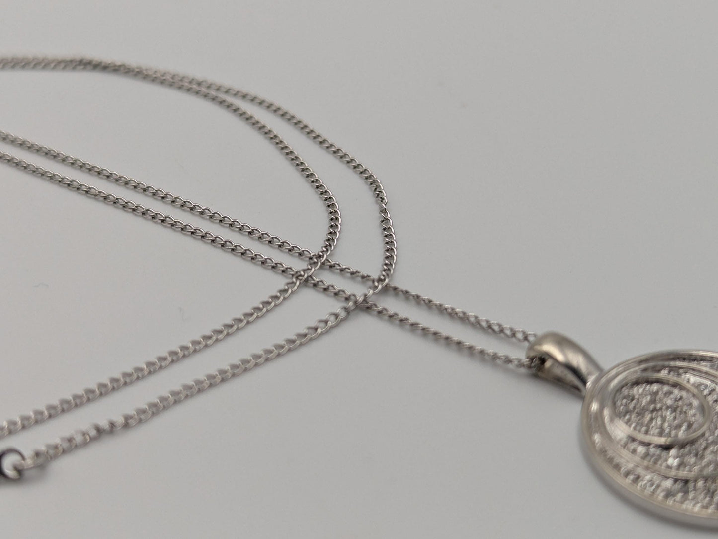 14k White Gold .33ctw Diamond Endless Circle Love Infinity Eternity Necklace 18" Cable Chain Round Cut