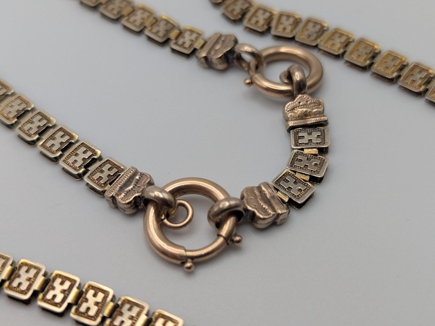 European 9k Antique Victorian HEAVY 15 grams Gold Link Book Chain Necklace 18"