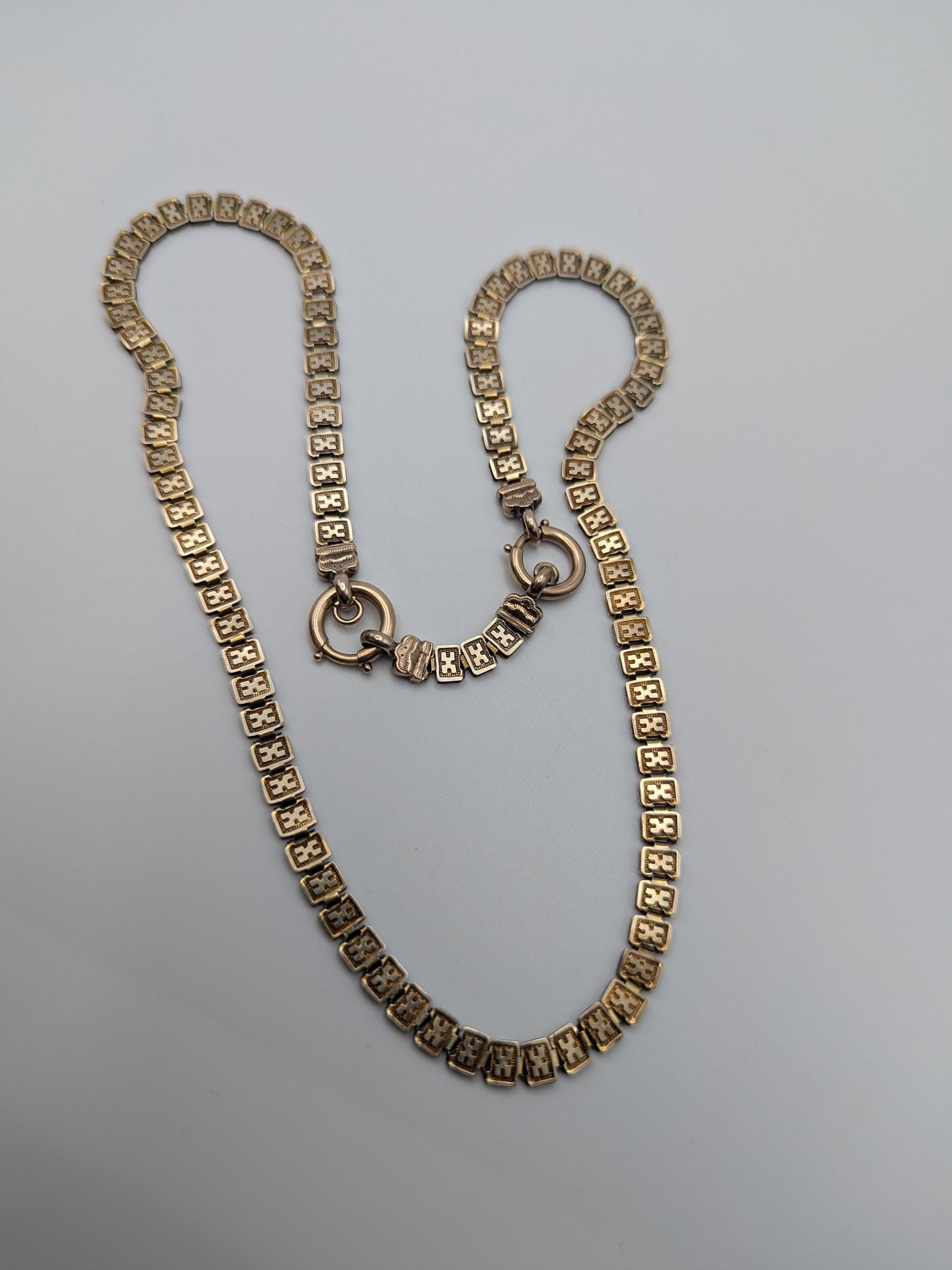 European 9k Antique Victorian HEAVY 15 grams Gold Link Book Chain Necklace 18"