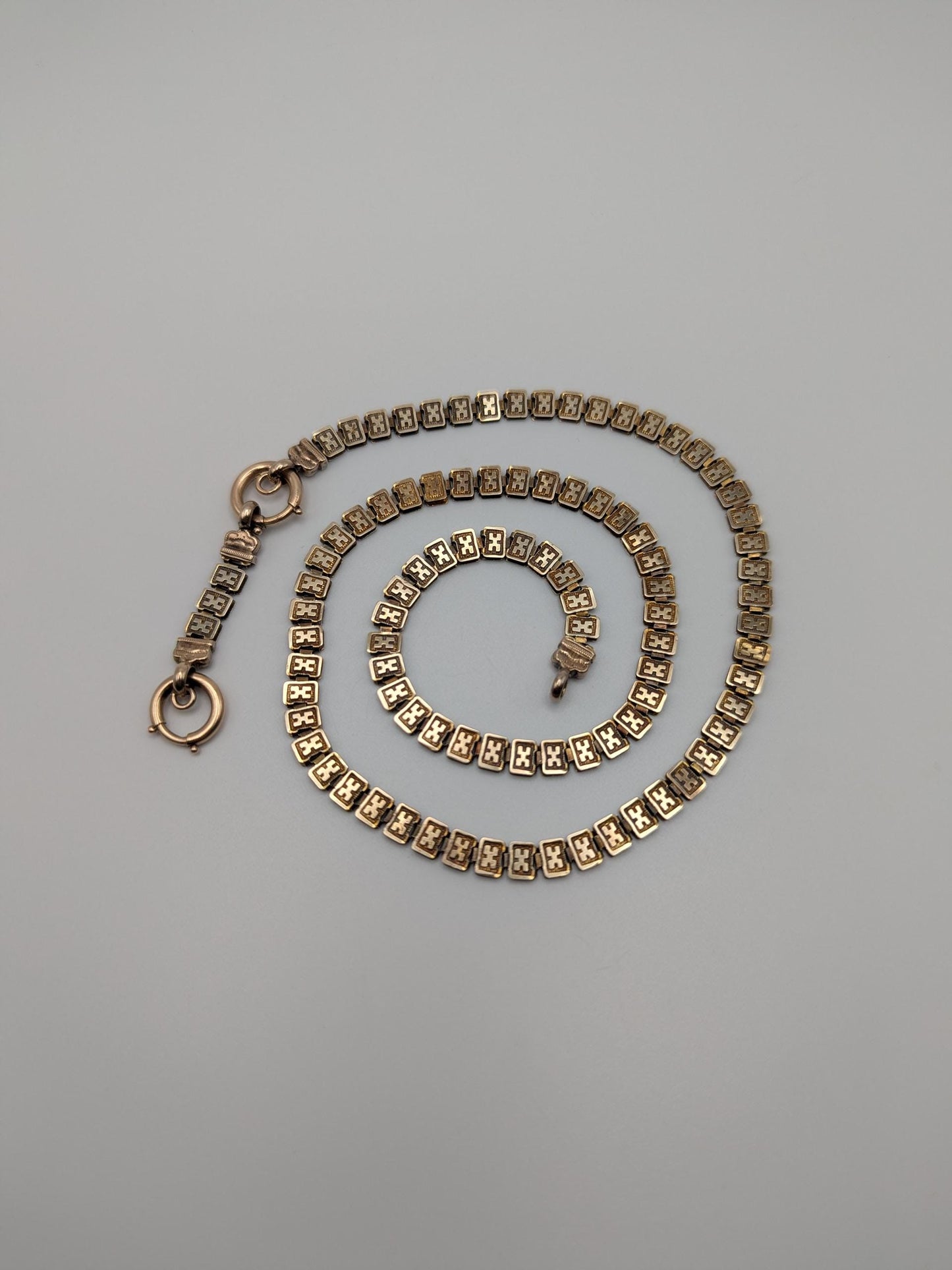 European 9k Antique Victorian HEAVY 15 grams Gold Link Book Chain Necklace 18"