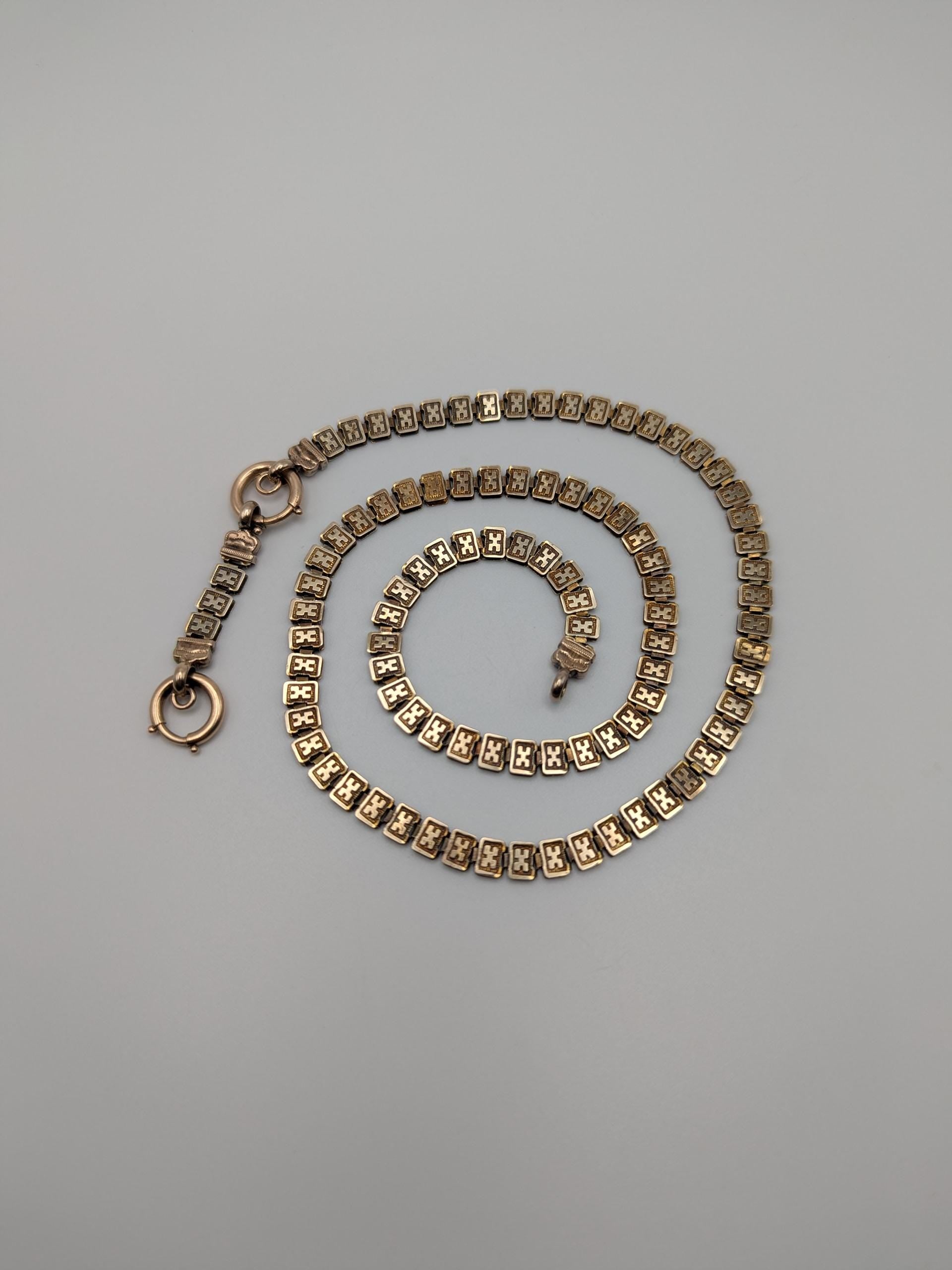 European 9k Antique Victorian HEAVY 15 grams Gold Link Book Chain Necklace 18"