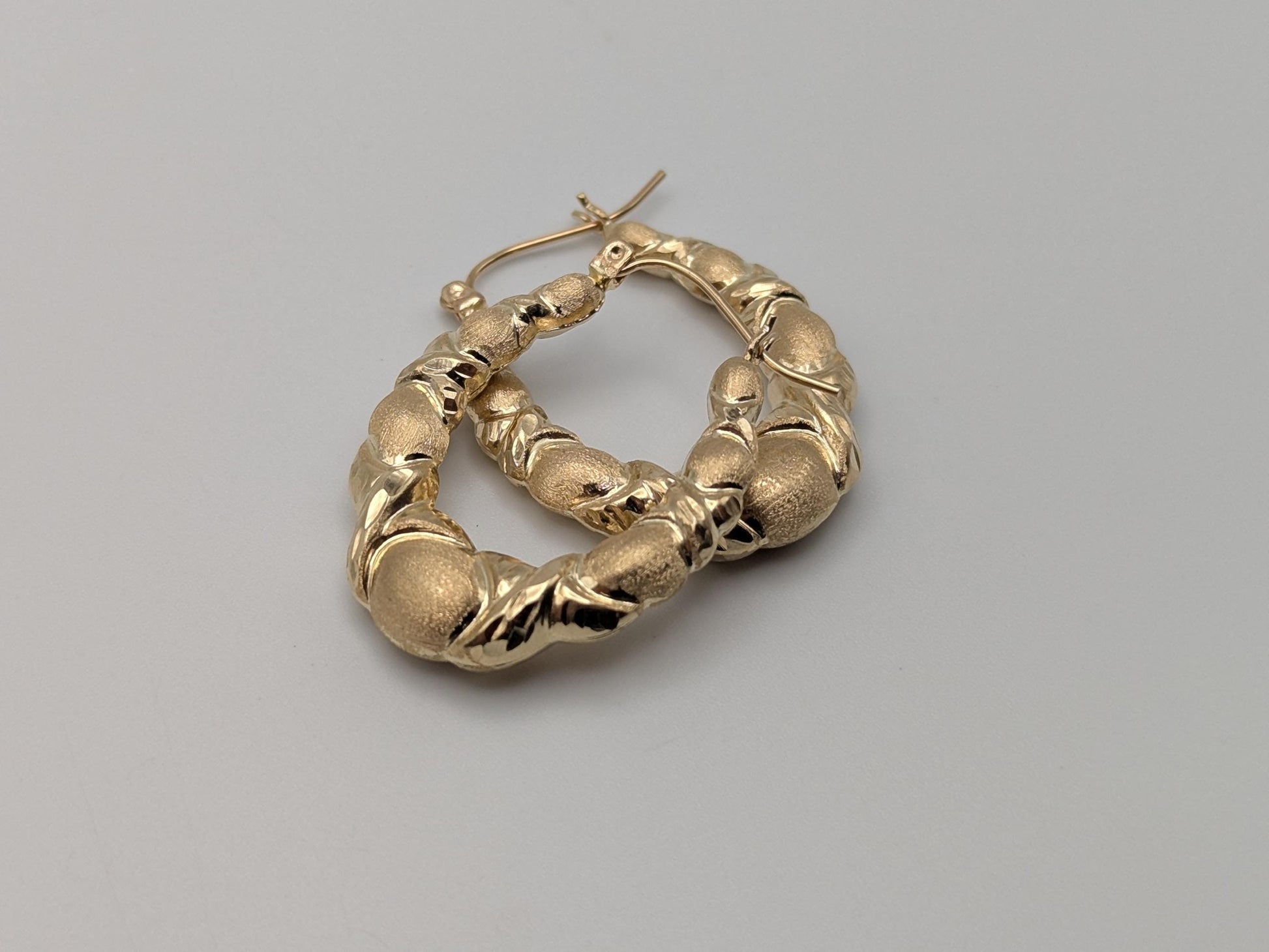 Large 14k Yellow Gold Shrimp Love Hoop Earrings Gold Hoops.