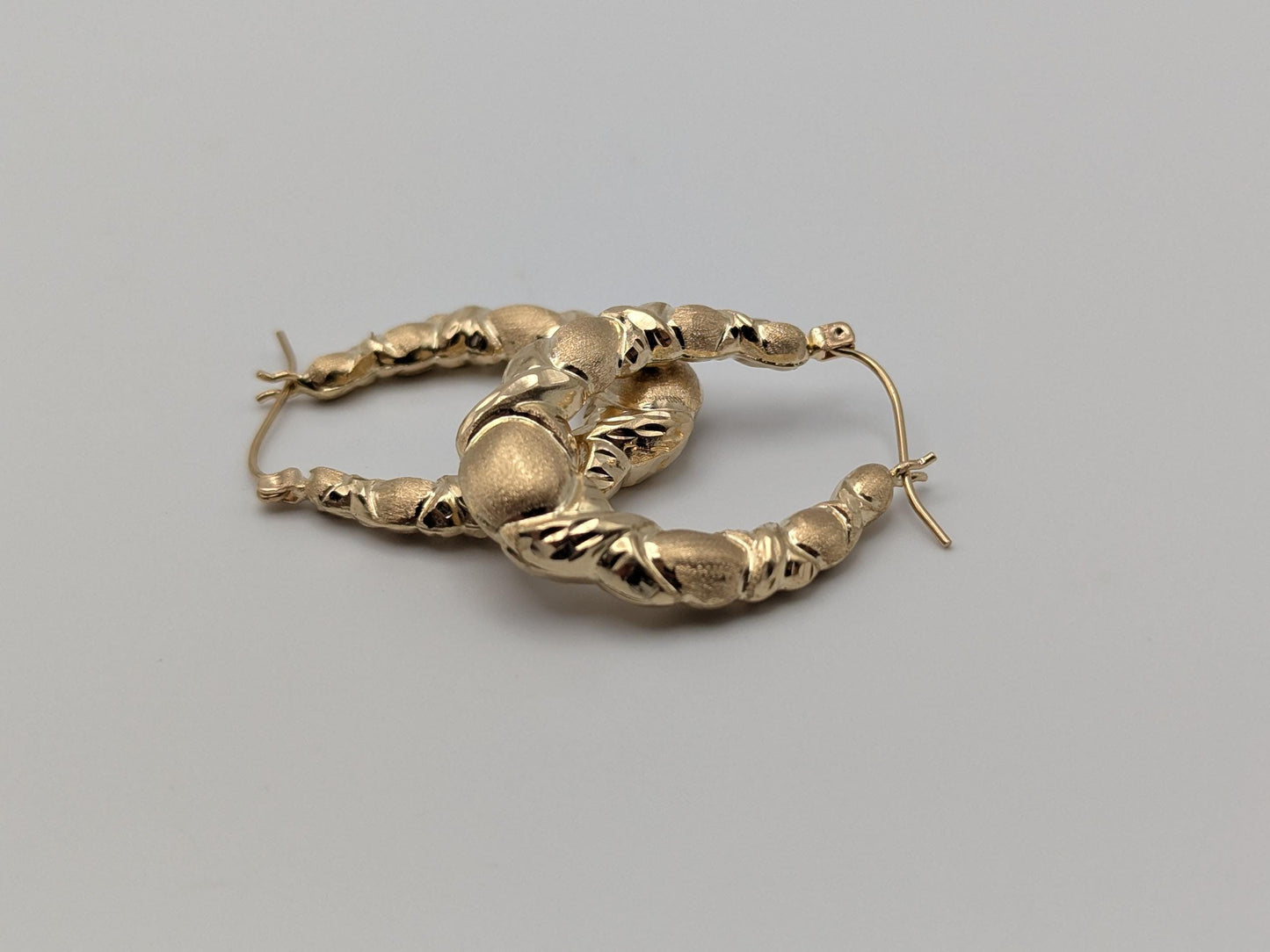 Large 14k Yellow Gold Shrimp Love Hoop Earrings Gold Hoops.