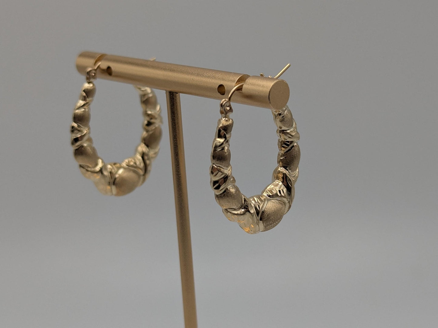 Large 14k Yellow Gold Shrimp Love Hoop Earrings Gold Hoops.