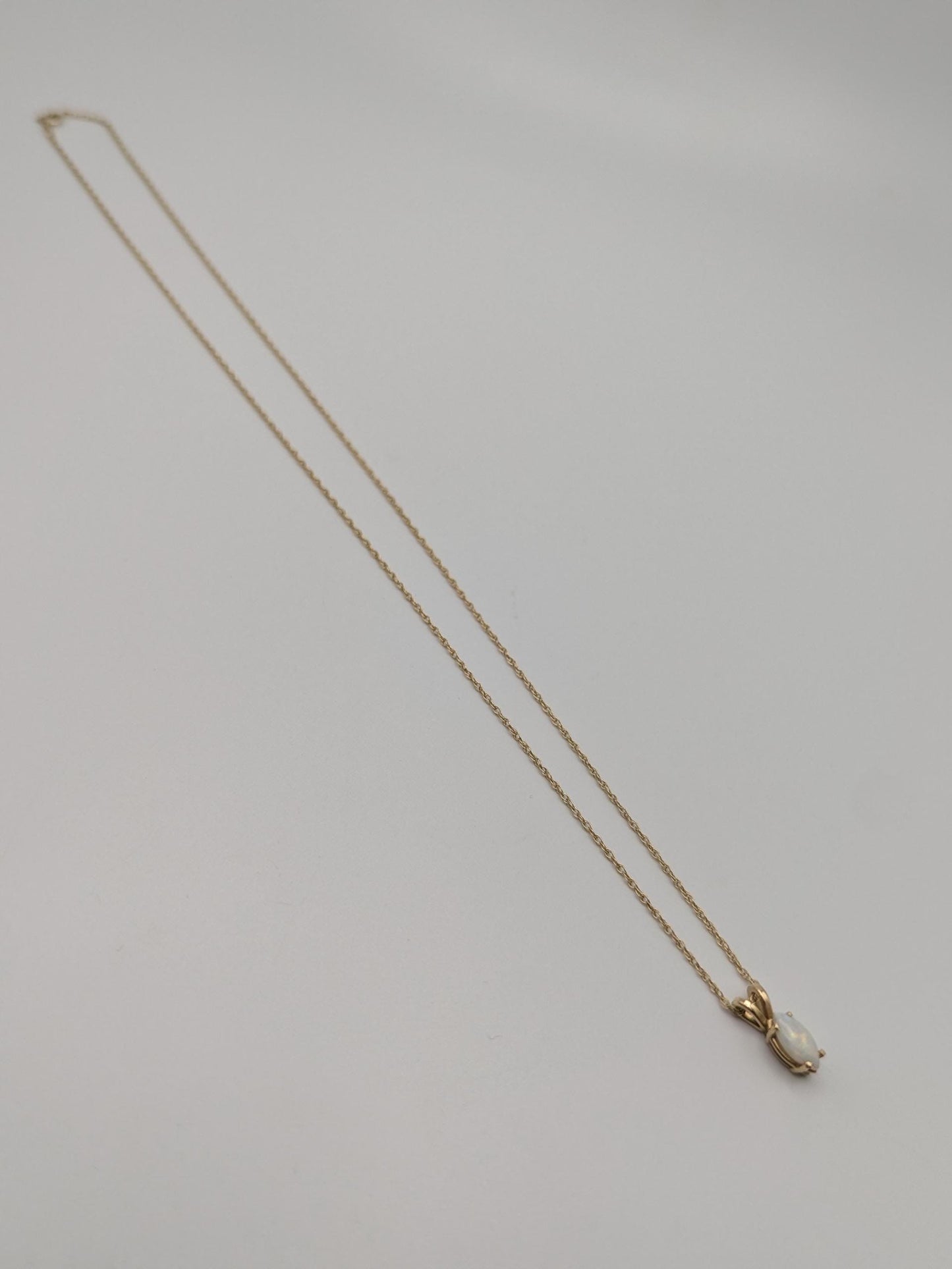 14k Yellow Gold Dainty Opal Necklace Chain with Pendant