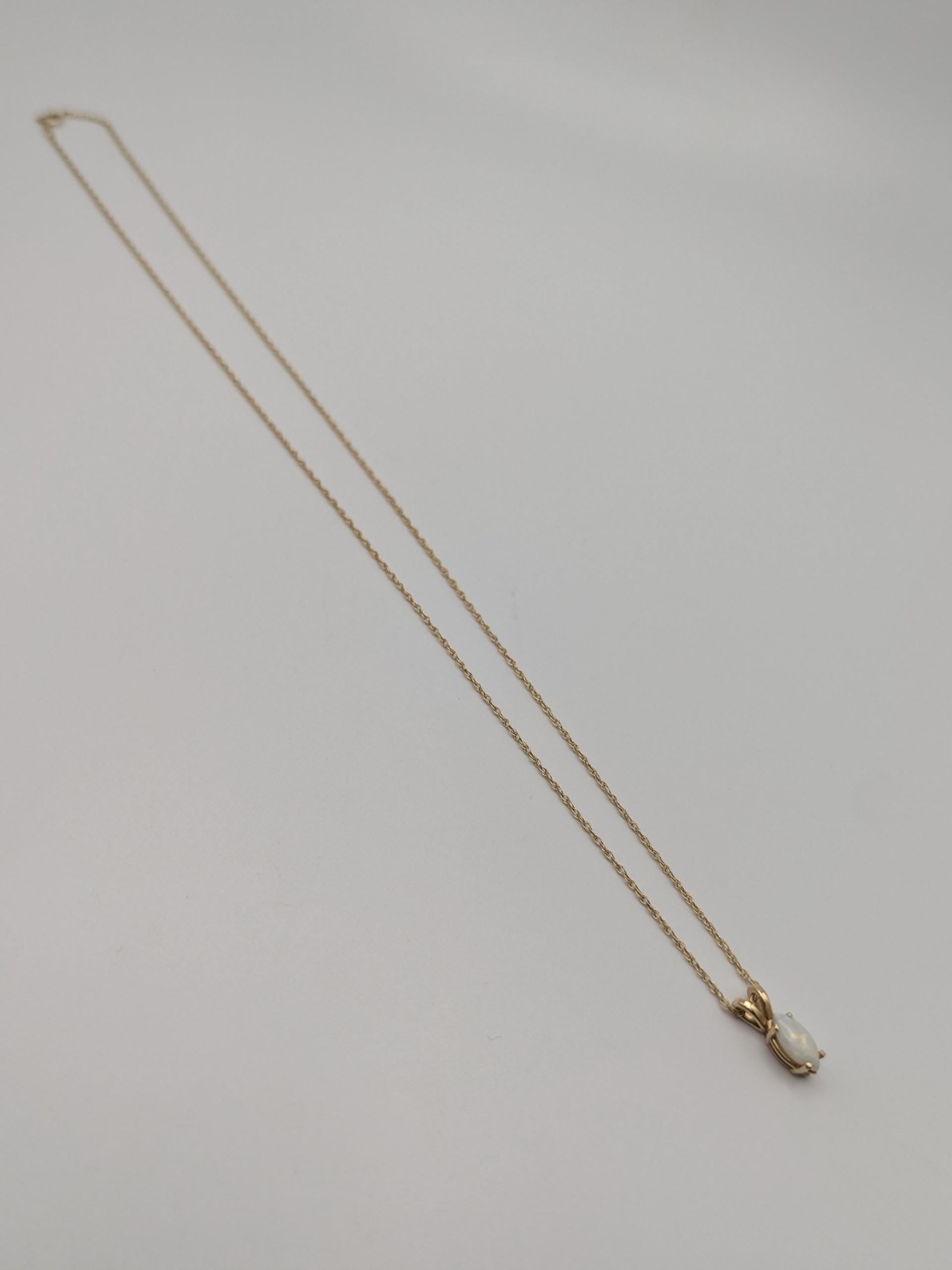 14k Yellow Gold Dainty Opal Necklace Chain with Pendant