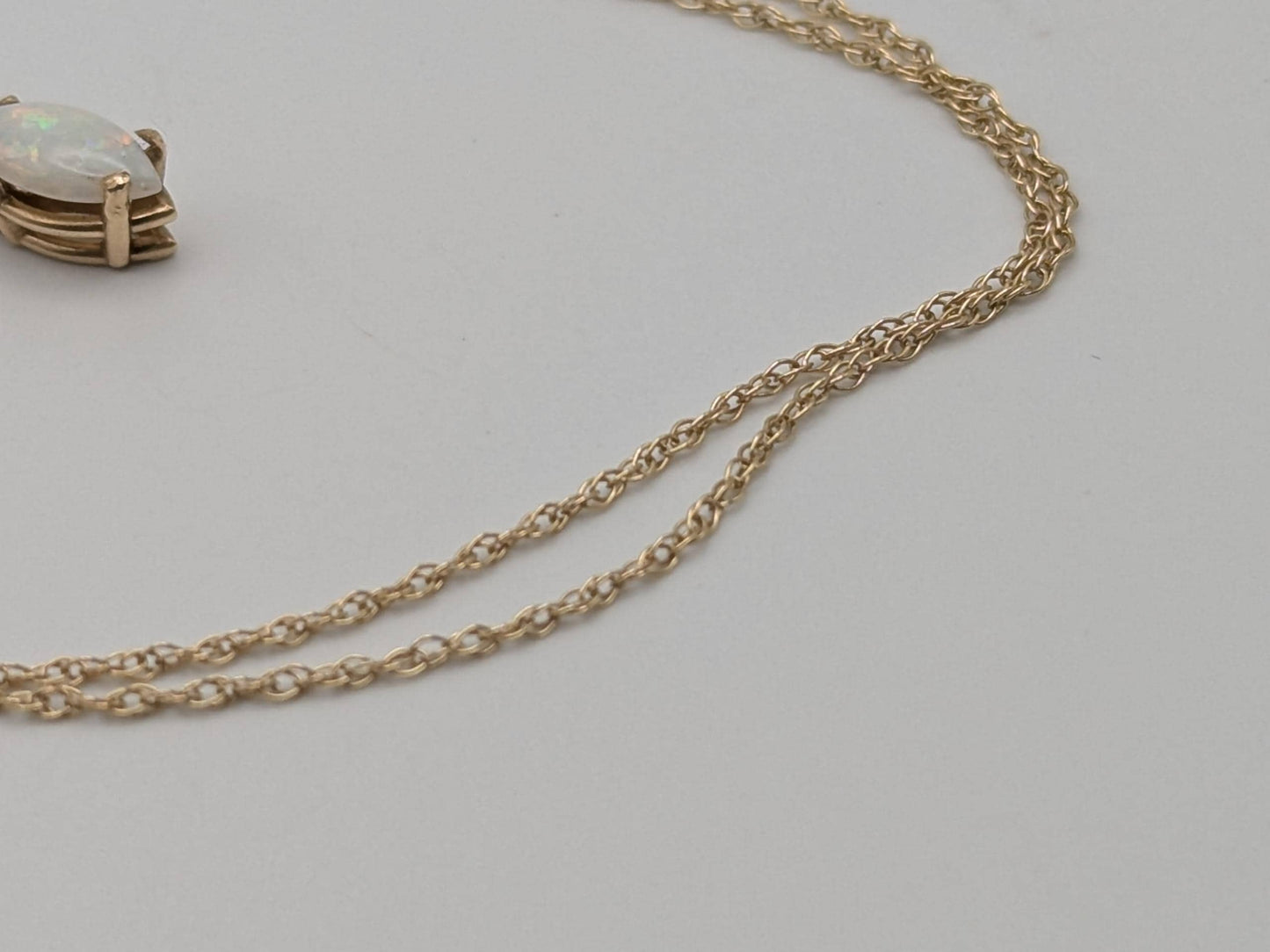 14k Yellow Gold Dainty Opal Necklace Chain with Pendant