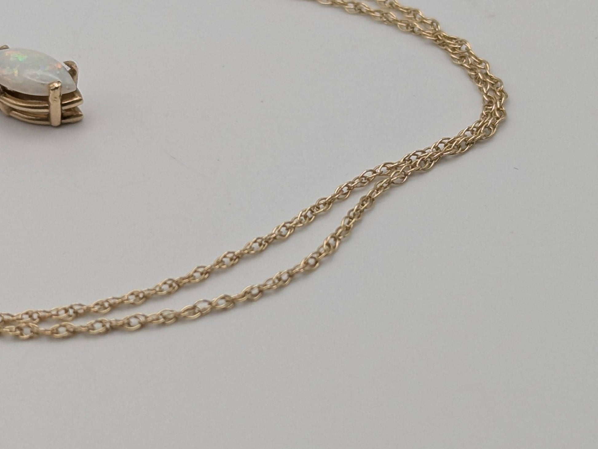 14k Yellow Gold Dainty Opal Necklace Chain with Pendant