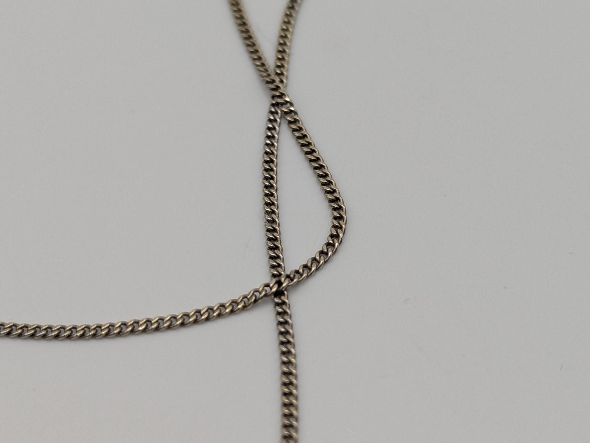 Platinum Pendant Lavaliere Diamond 14k Gold Necklace Chain Vintage Victorian Necklace. 15"